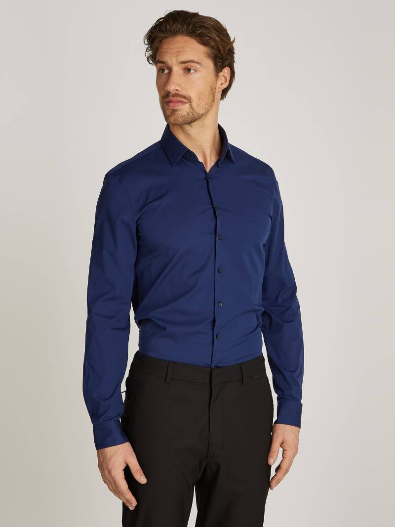 Calvin Klein Businesshemd »POPLIN STRETCH SLIM SHIRT«, mit Kentkragen, Logoprint auf Brusthöhe von Calvin Klein