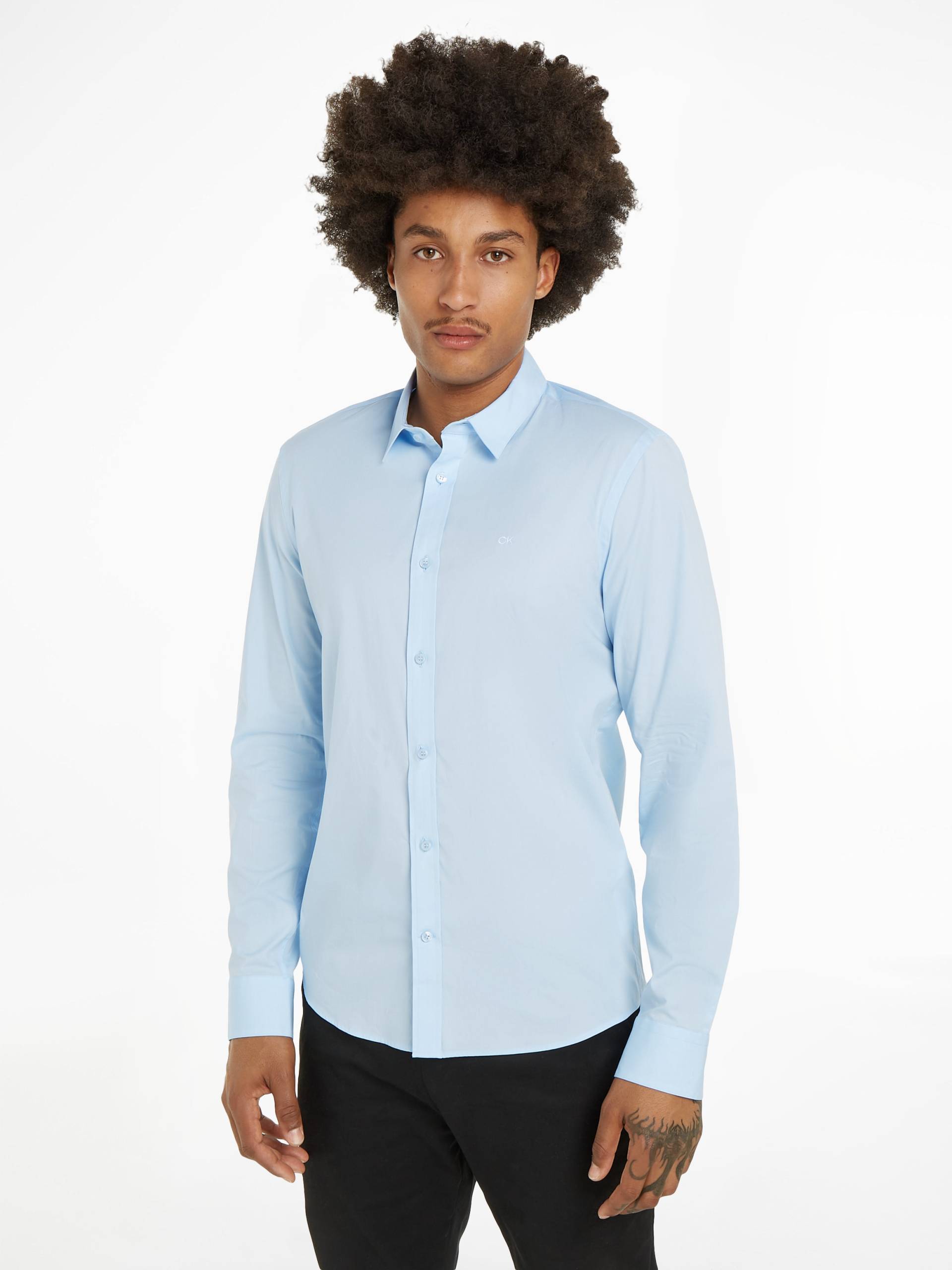 Calvin Klein Businesshemd »STRETCH POPLIN SLIM SHIRT«, mit Calvin Klein Logo auf der Brust von Calvin Klein