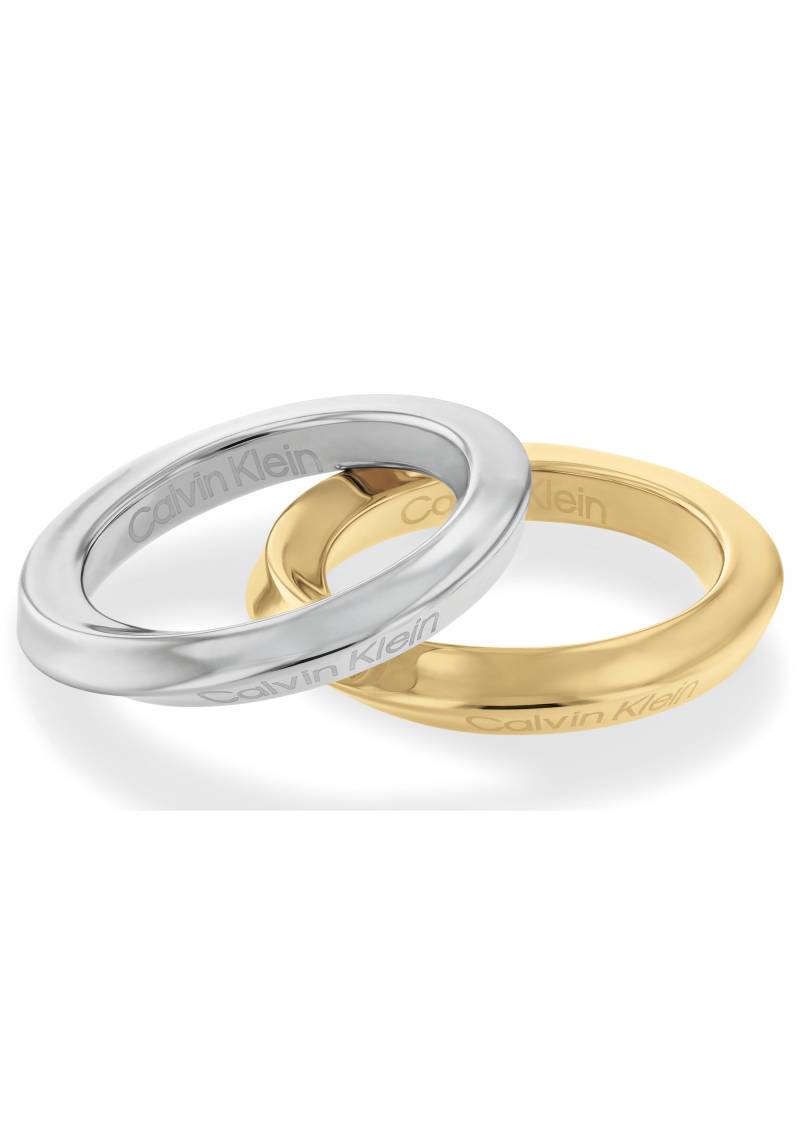 Calvin Klein Fingerring »Schmuck Edelstahl Fingerring Damenring SCULPTURAL«, (Set, 2 tlg.) von Calvin Klein