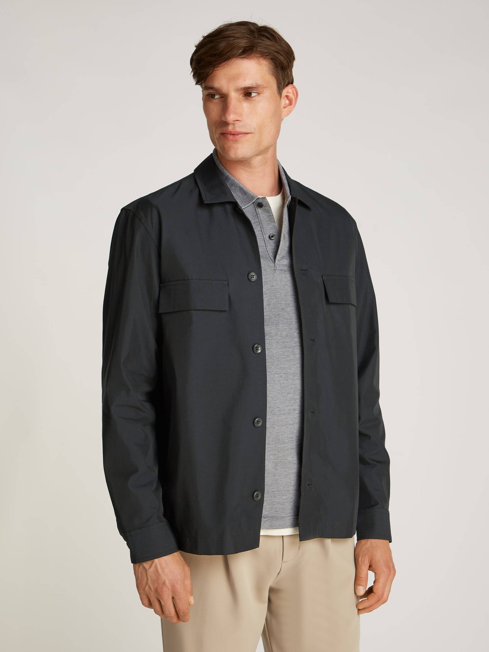 Calvin Klein Langarmhemd »COTTON BLEND OVERSHIRT«, mit Logoprint von Calvin Klein