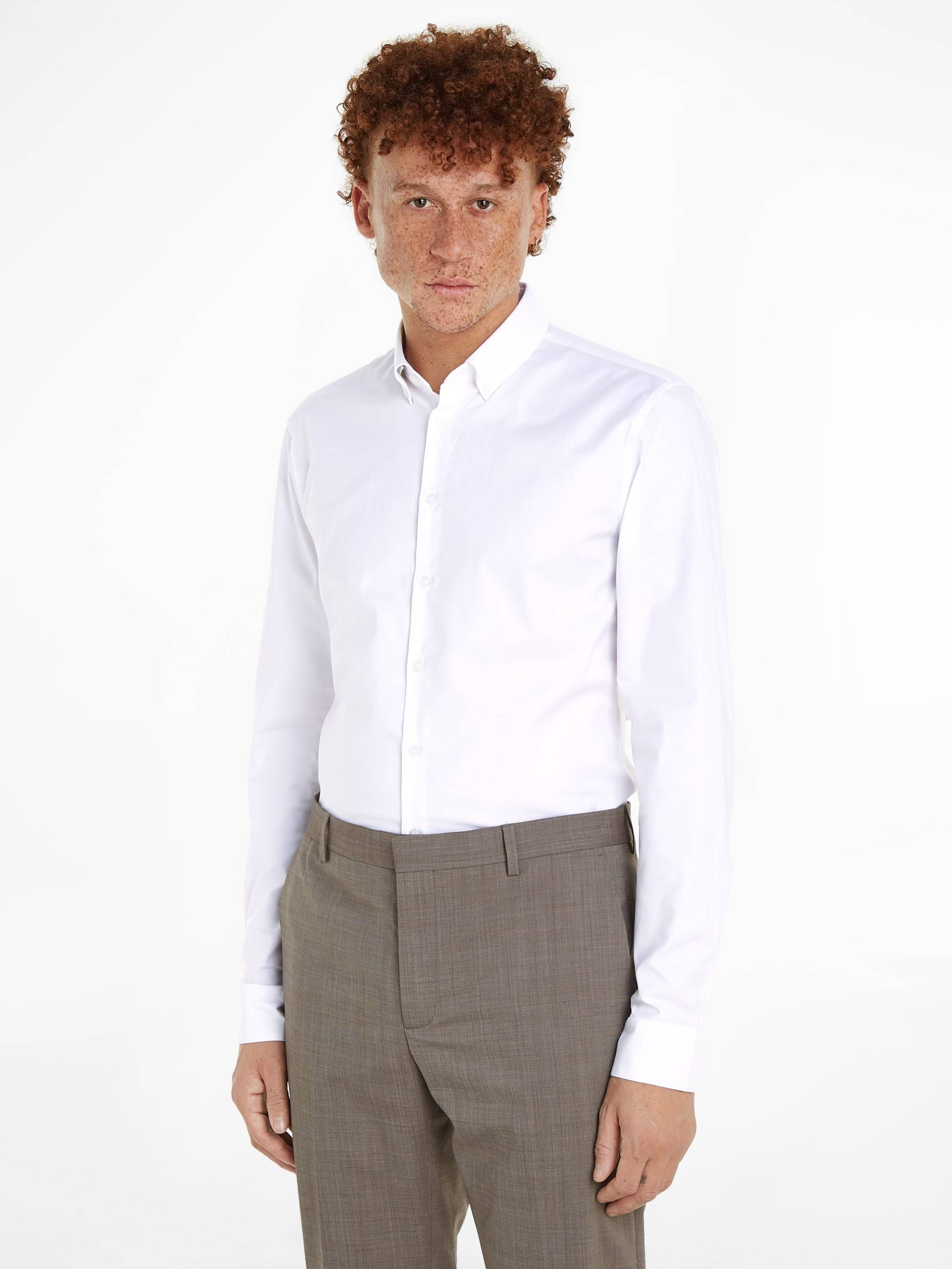 Calvin Klein Langarmhemd »OXFORD SOLID SLIM SHIRT«, mit Logoprägung von Calvin Klein