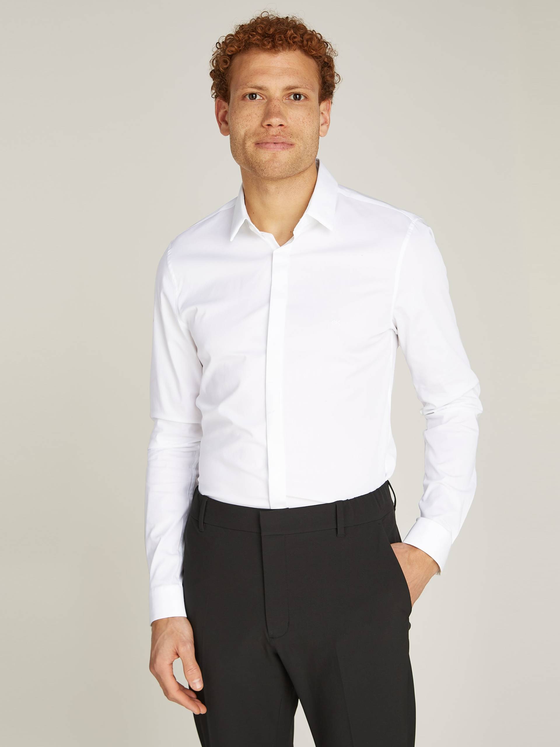 Calvin Klein Langarmhemd »POPLIN HP EXTRA SLIM SHIRT«, mit Logostickerei von Calvin Klein