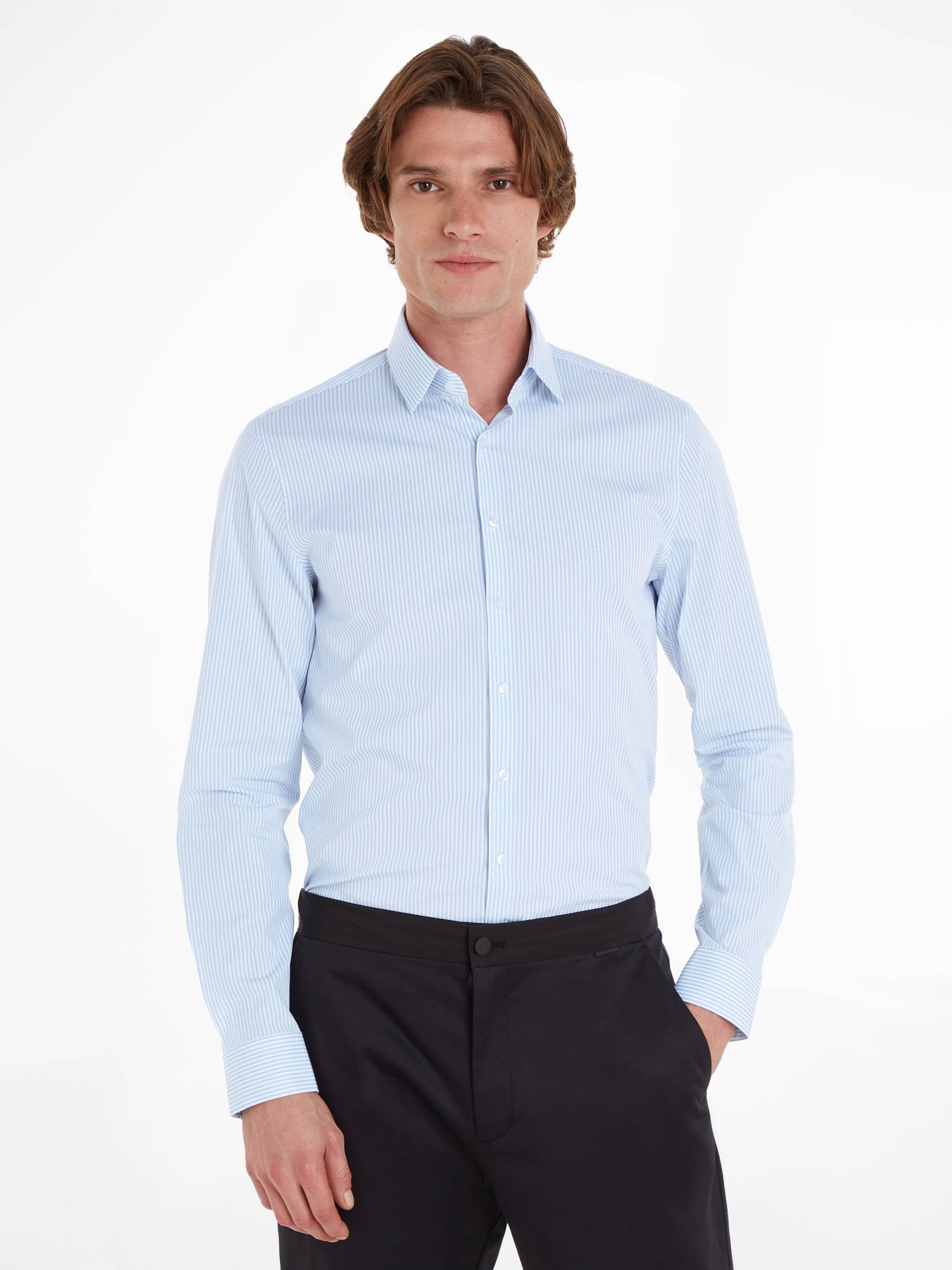 Calvin Klein Langarmhemd »POPLIN STRIPE SLIM SHIRT«, mit Logoprägung von Calvin Klein