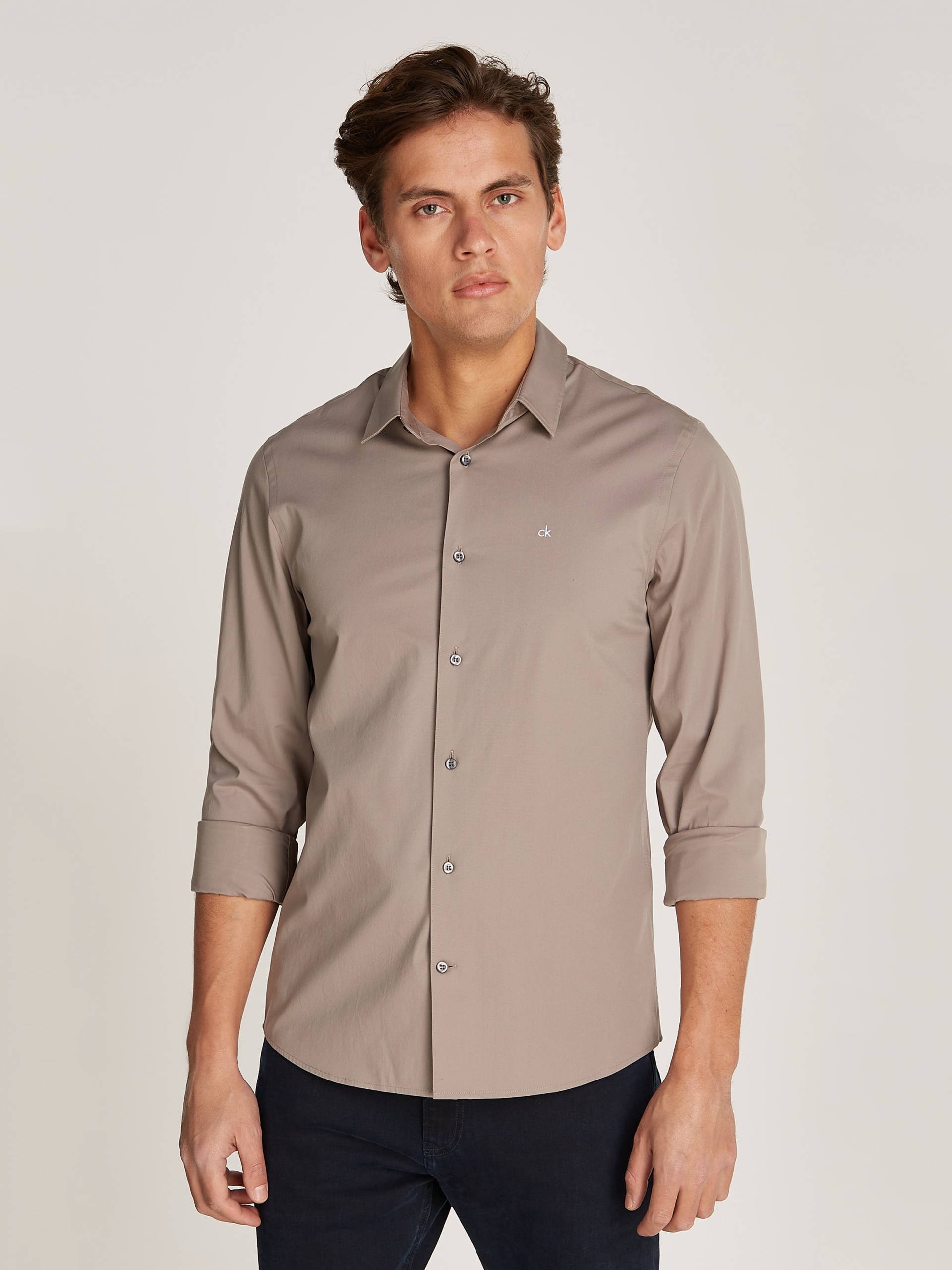 Calvin Klein Langarmhemd »SLIM FIT STRETCH POPLIN«, mit Kentkragen von Calvin Klein