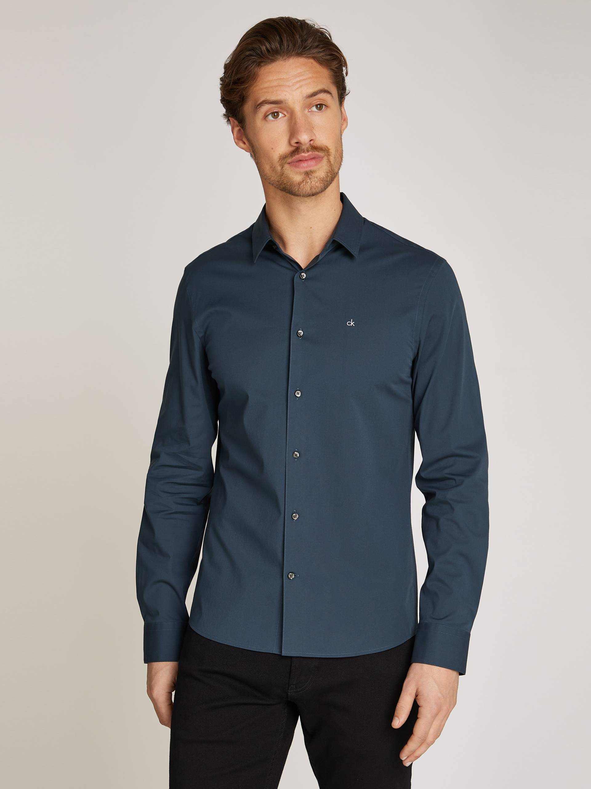 Calvin Klein Langarmhemd »SLIM FIT STRETCH POPLIN«, mit Kentkragen von Calvin Klein