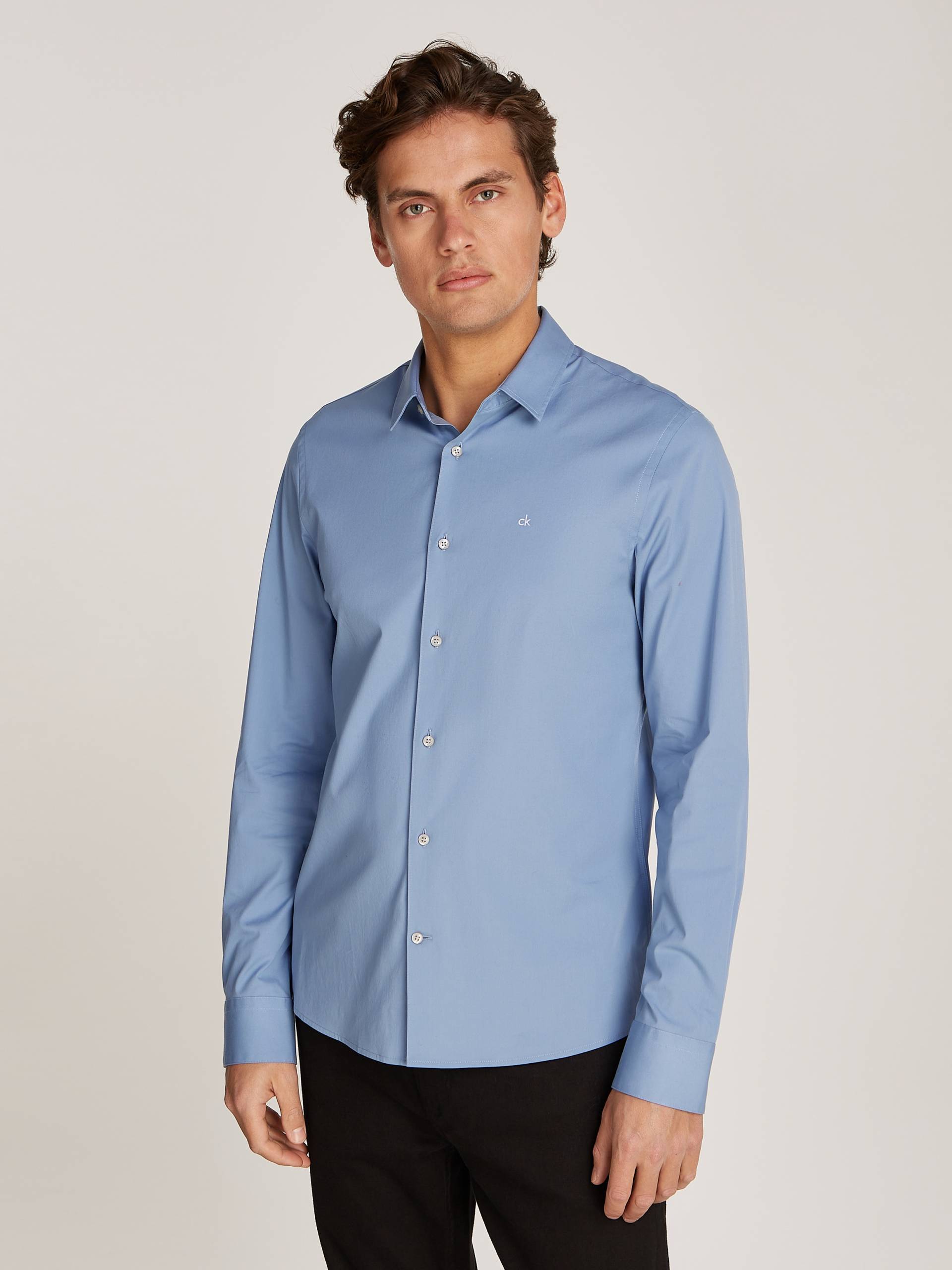 Calvin Klein Langarmhemd »SLIM FIT STRETCH POPLIN«, mit Kentkragen von Calvin Klein