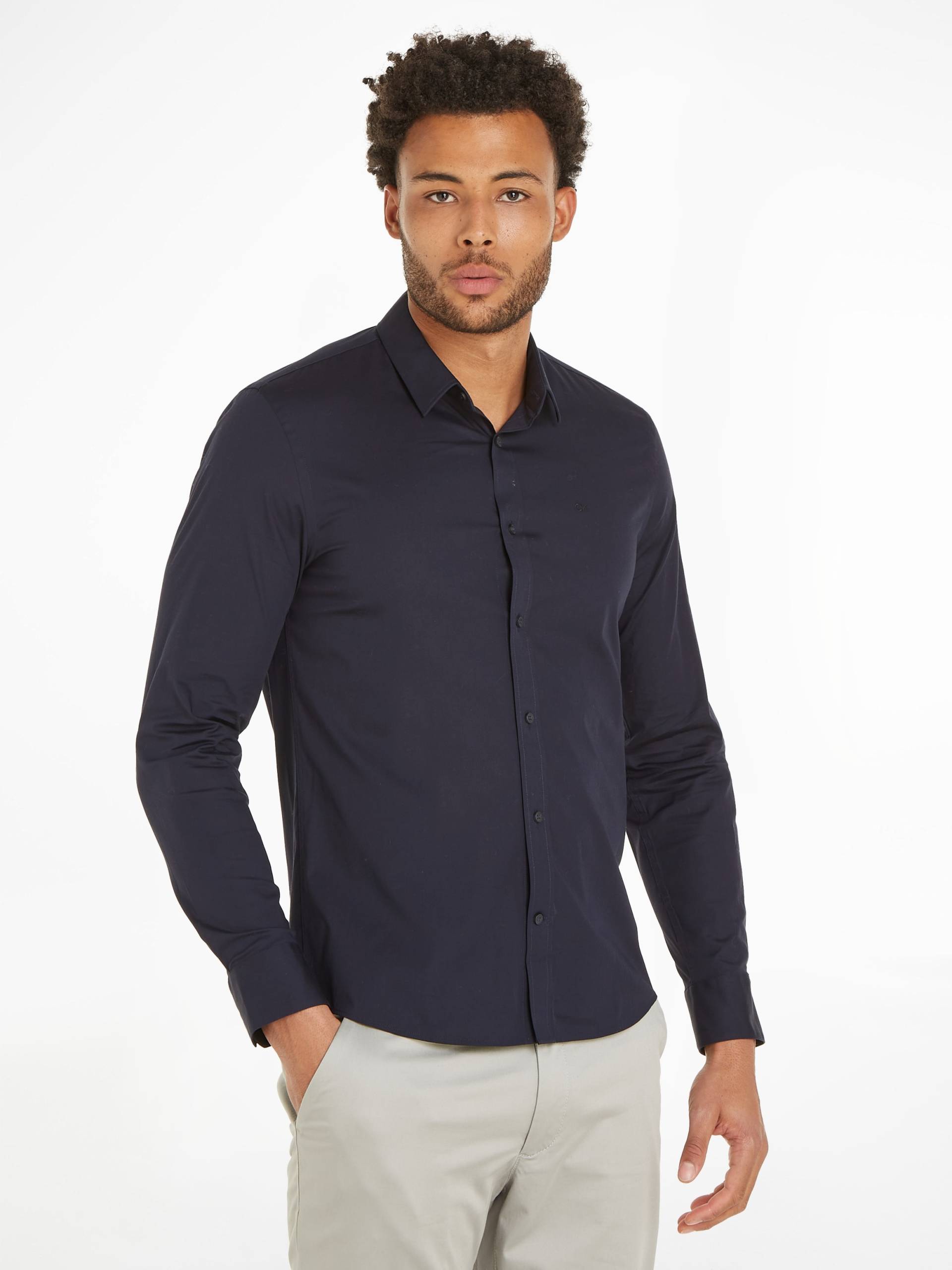 Calvin Klein Langarmhemd »SLIM FIT STRETCH POPLIN«, mit Kentkragen von Calvin Klein