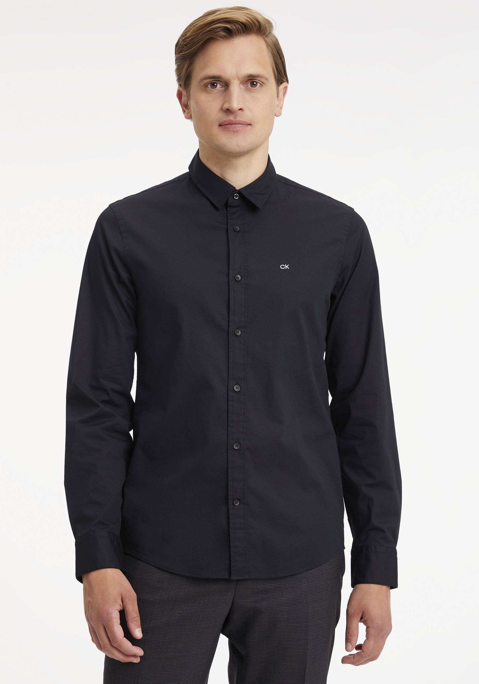 Calvin Klein Langarmhemd »SLIM FIT STRETCH POPLIN«, mit Kentkragen von Calvin Klein