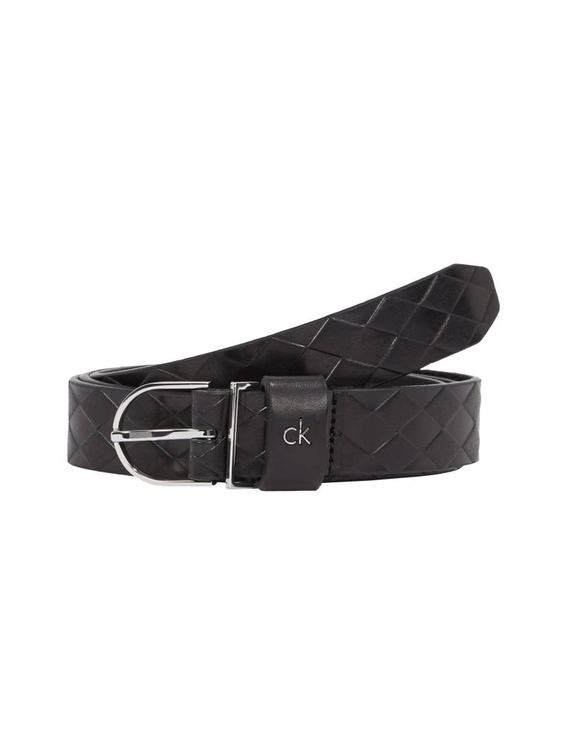 Calvin Klein Ledergürtel »CK METAL ROUND BUCKLE 2.5_BRAID«, mit Rautenstruktur von Calvin Klein