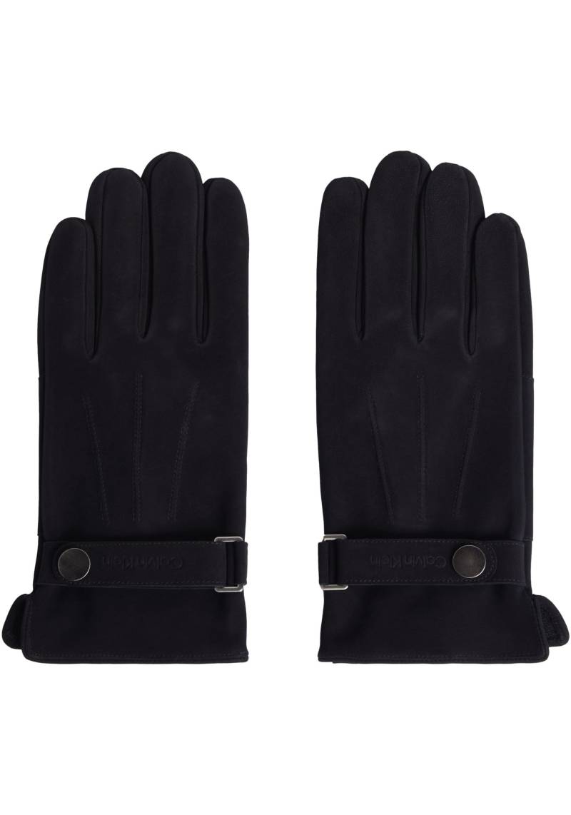 Calvin Klein Lederhandschuhe »LEATHER RIVET GLOVES NUBUCK«, mit Logoschriftzug von Calvin Klein