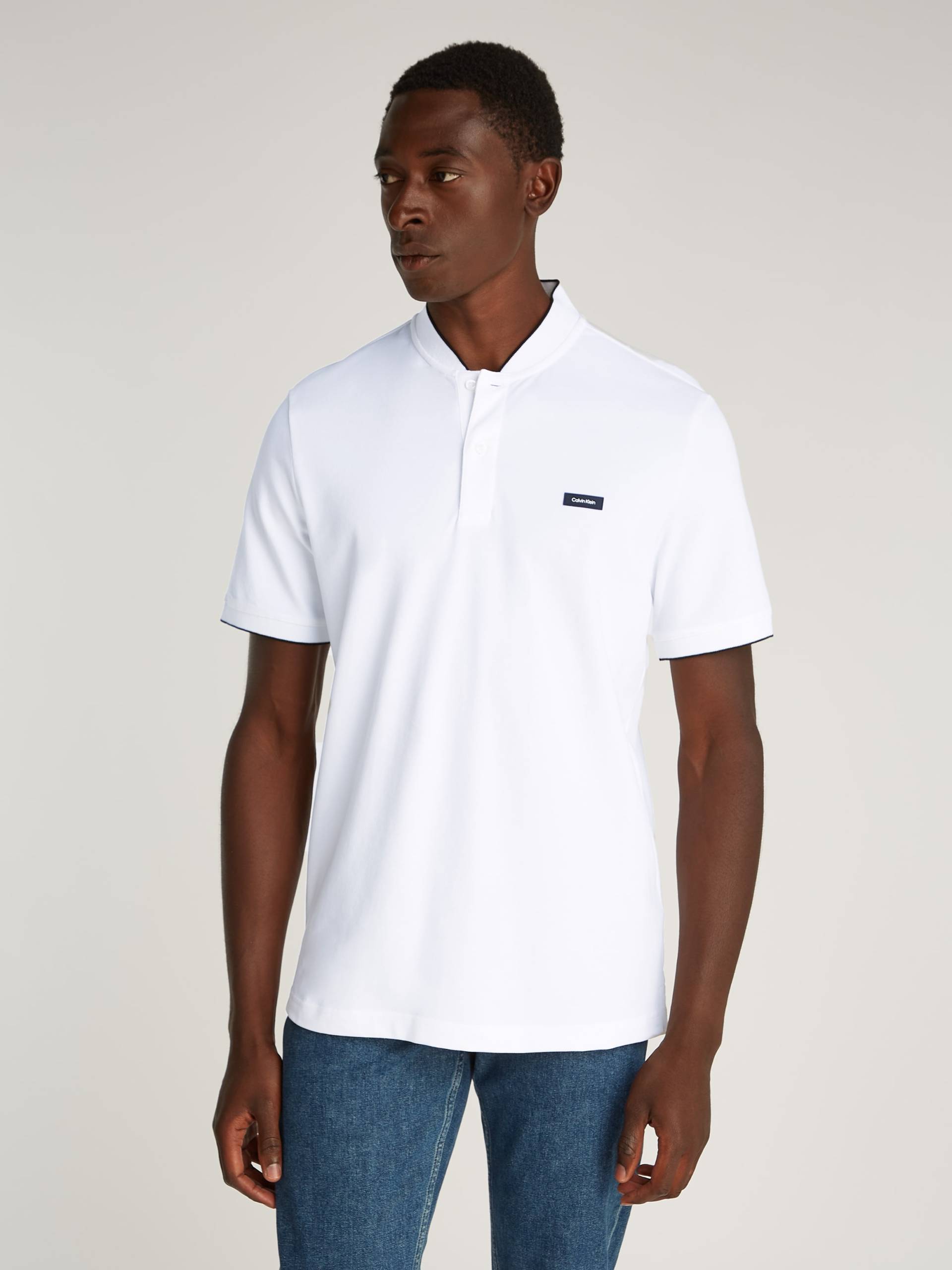 Calvin Klein Poloshirt »STRETCH PIQUE STAND COLLAR POLO«, mit kontrastfarbenen Kanten von Calvin Klein