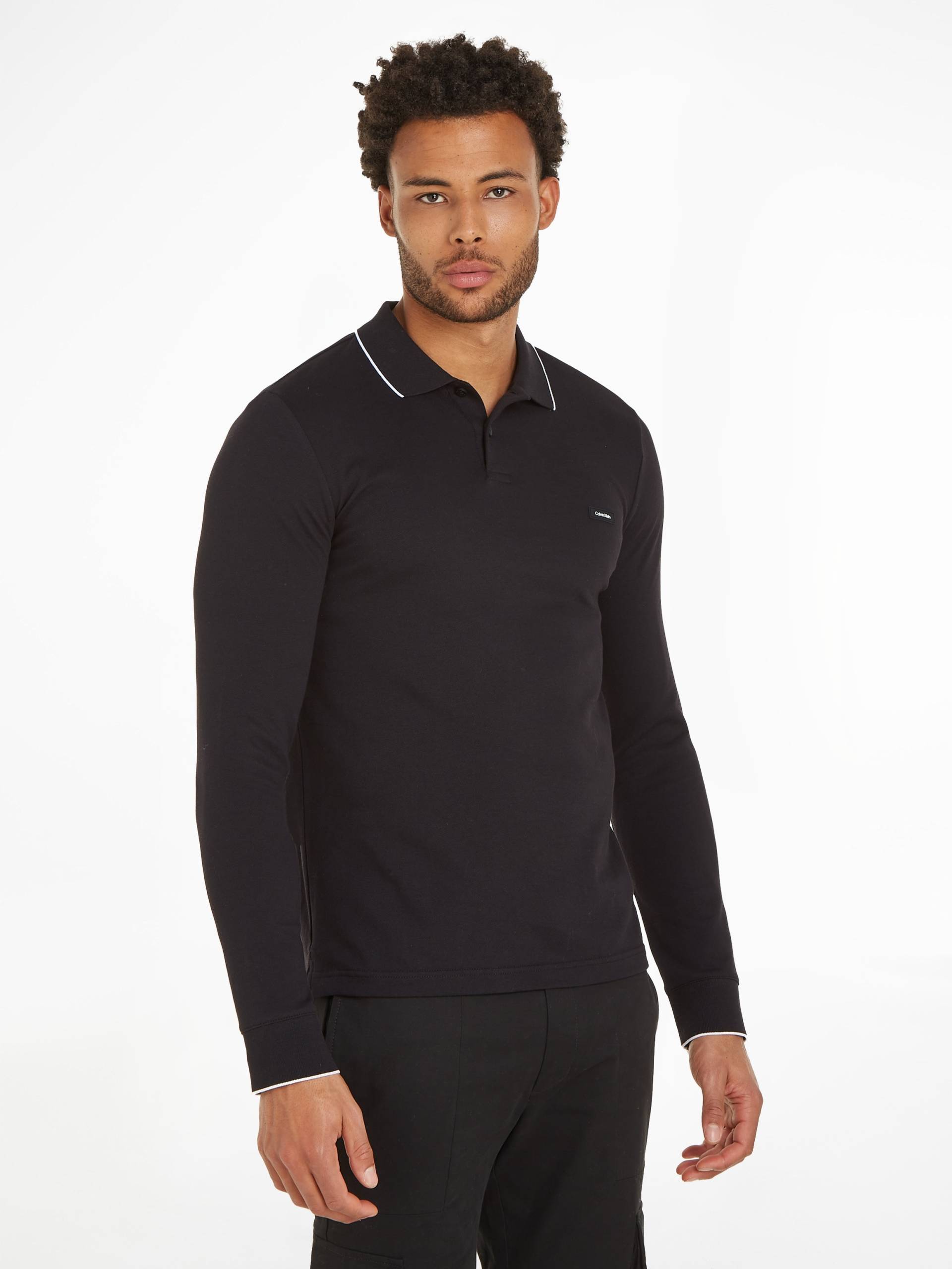 Calvin Klein Poloshirt »STRETCH PIQUE TIPPING LS POLO«, mit Markenlabel von Calvin Klein