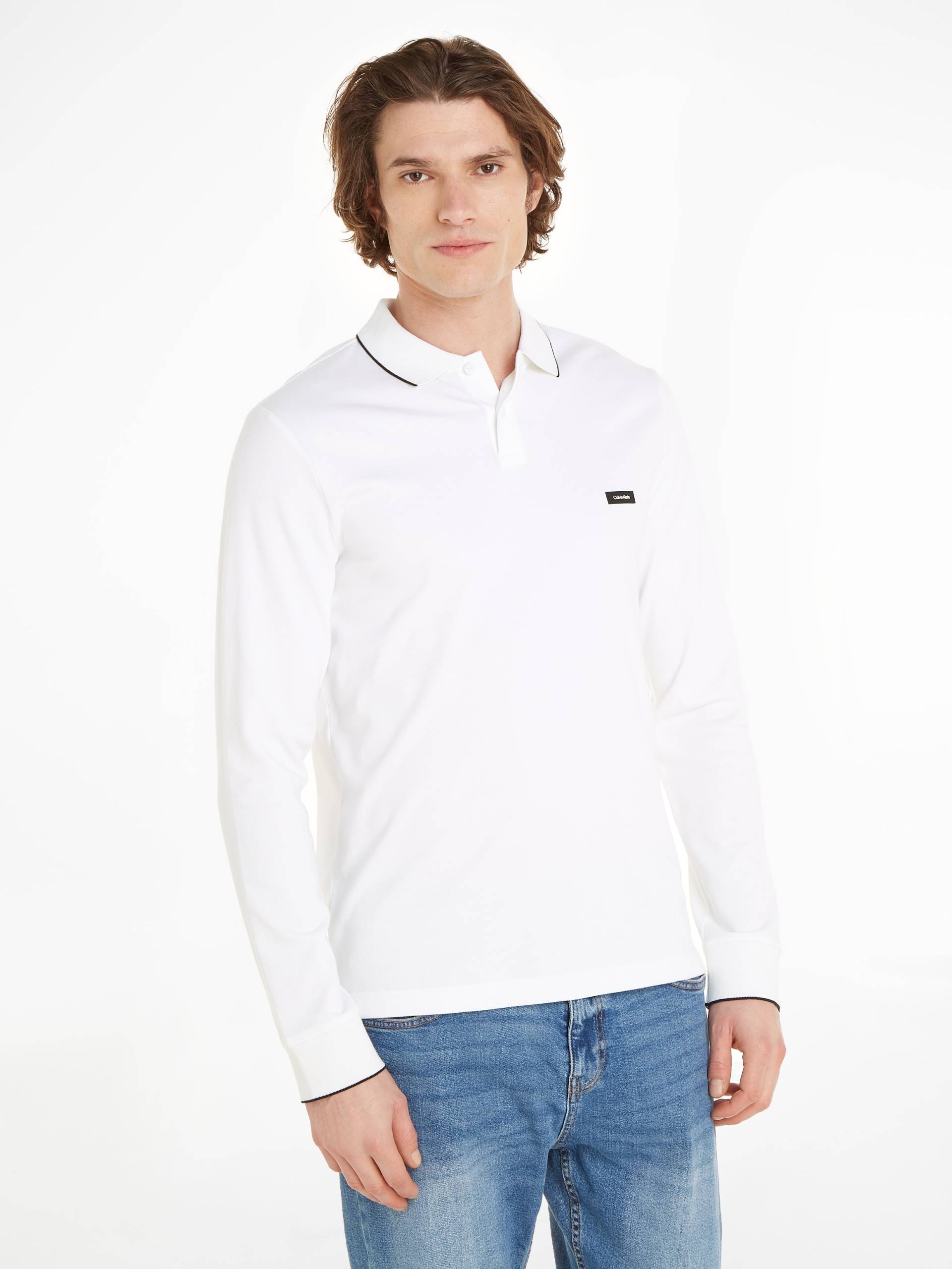 Calvin Klein Poloshirt »STRETCH PIQUE TIPPING LS POLO«, mit Markenlabel von Calvin Klein