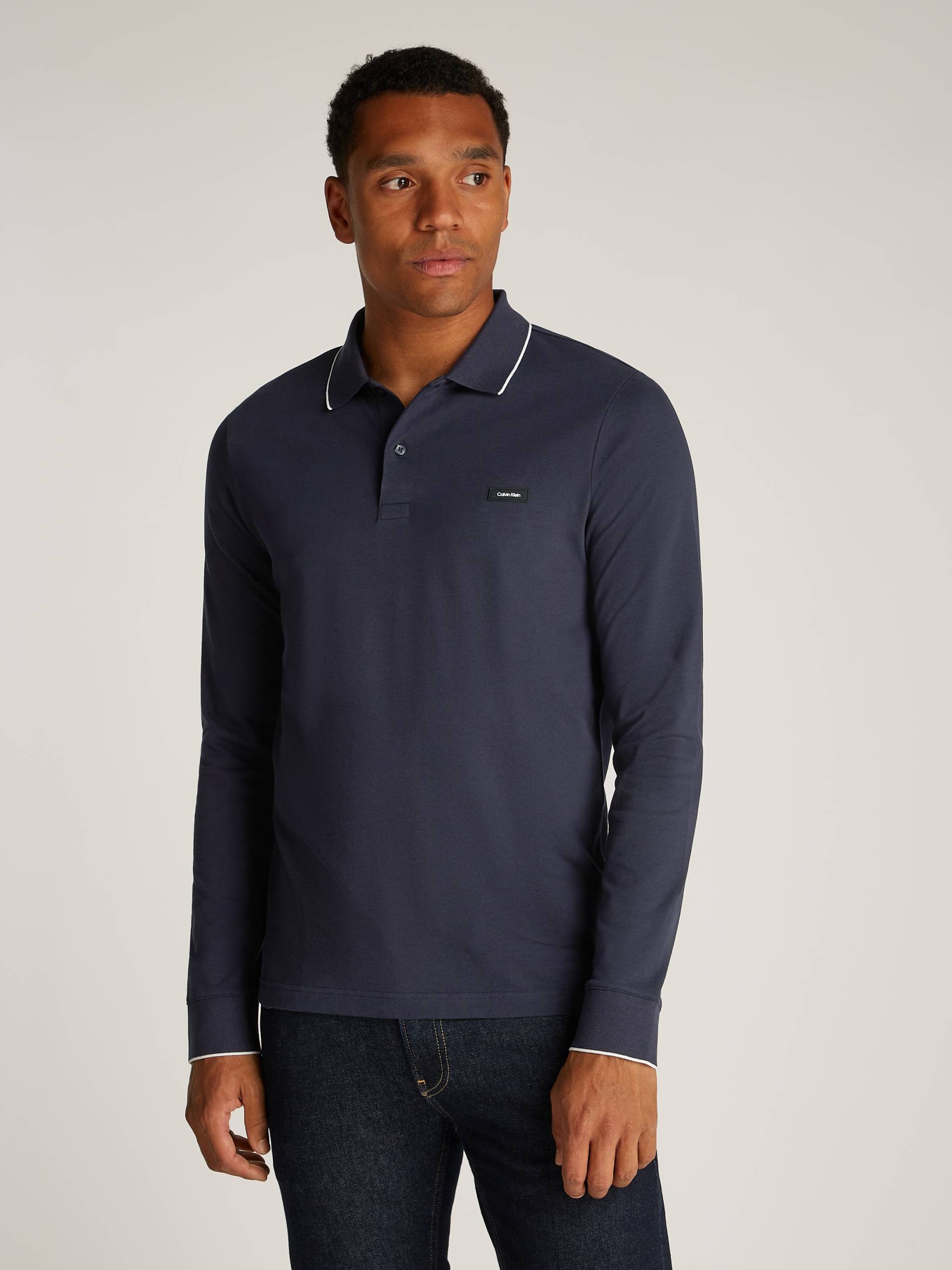 Calvin Klein Poloshirt »STRETCH PIQUE TIPPING LS POLO« von Calvin Klein