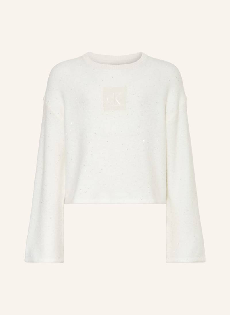 Calvin Klein Pullover Mit Pailletten weiss von Calvin Klein