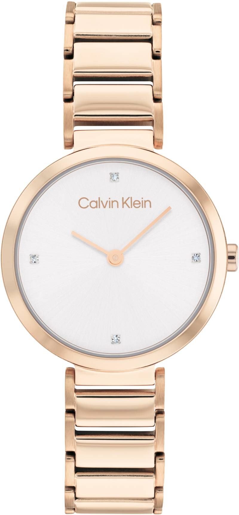 Calvin Klein Quarzuhr »Minimalistic T Bar 28 mm, 25200140«, Armbanduhr, Damenuhr, Edelstahlarmband, Glaskristalle von Calvin Klein