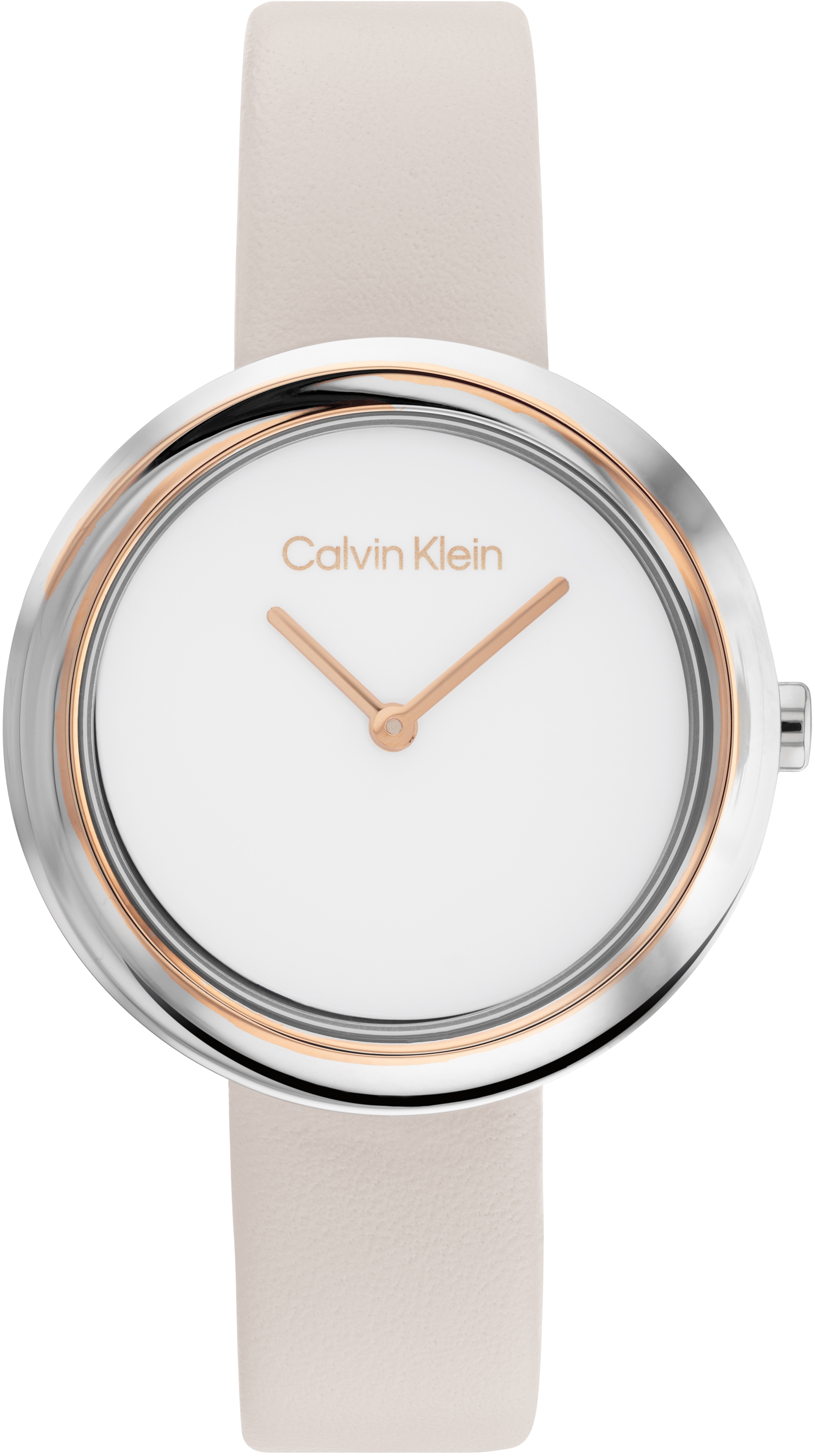 Calvin Klein Quarzuhr »Twisted Bezel, 25200094«, Armbanduhr, Damenuhr, Mineralglas, Lederarmband von Calvin Klein