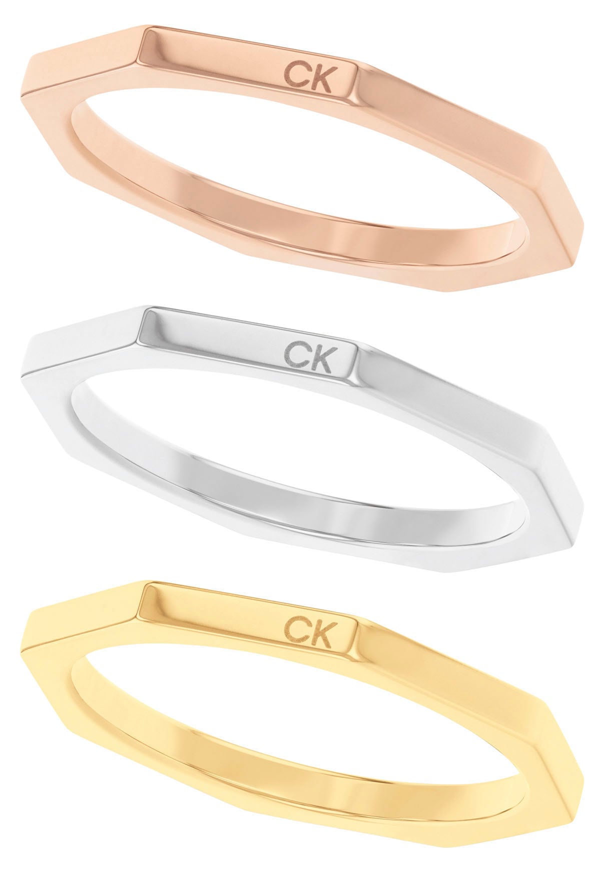 Calvin Klein Ring-Set »Multipack Schmuck Edelstahl Fingerringe Ringset Damenringe SHAPES«, (Set, 3 tlg.) von Calvin Klein