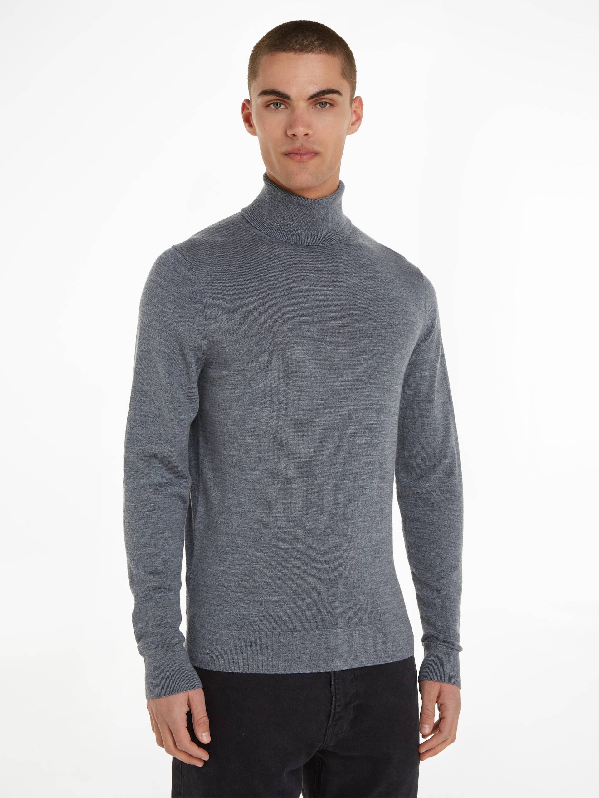 Calvin Klein Rollkragenpullover »SUPERIOR WOOL TURTLE NECK«, mit Logostickerei von Calvin Klein