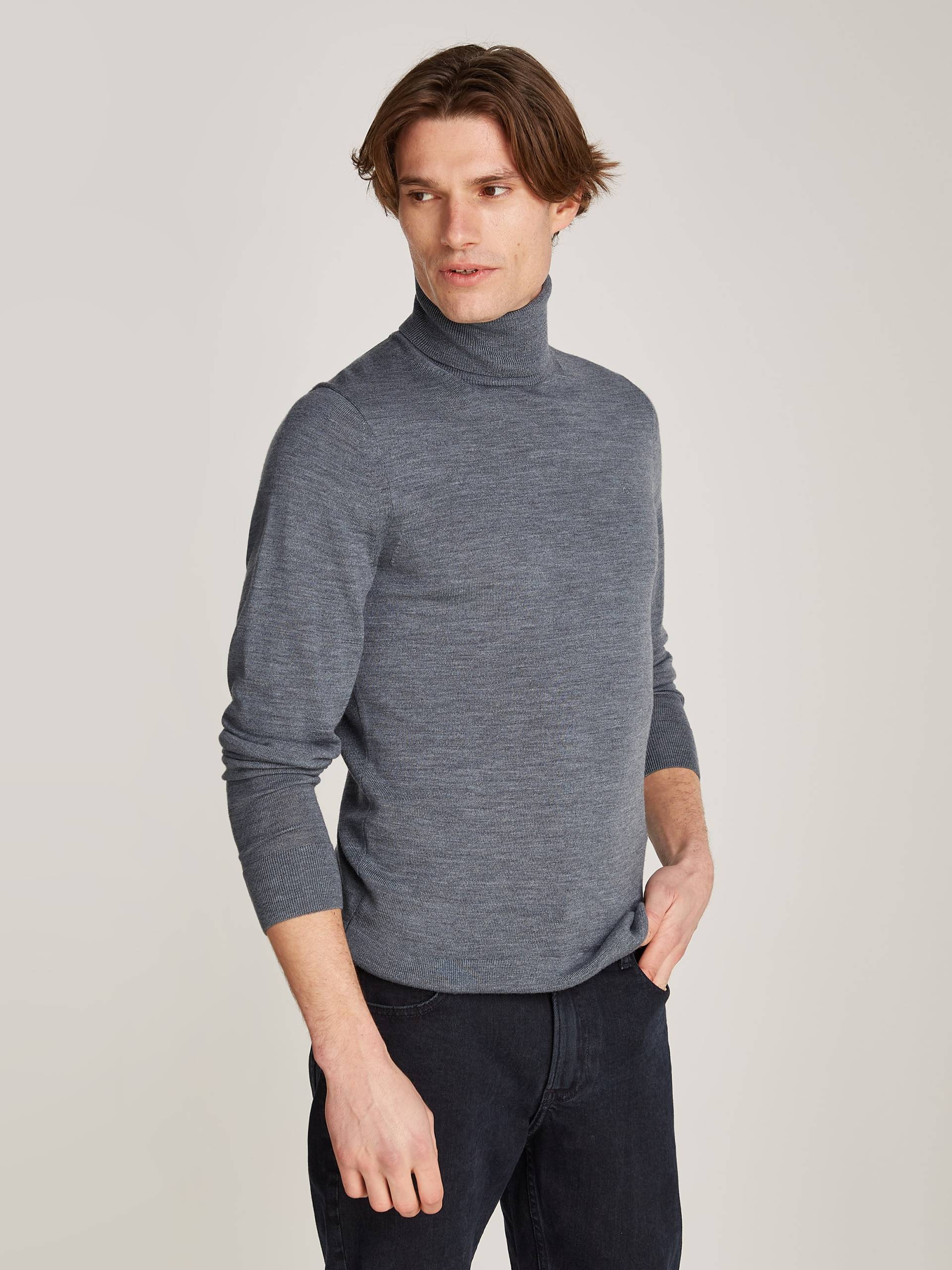 Calvin Klein Rollkragenpullover »SUPERIOR WOOL TURTLE NECK«, mit Logostickerei von Calvin Klein