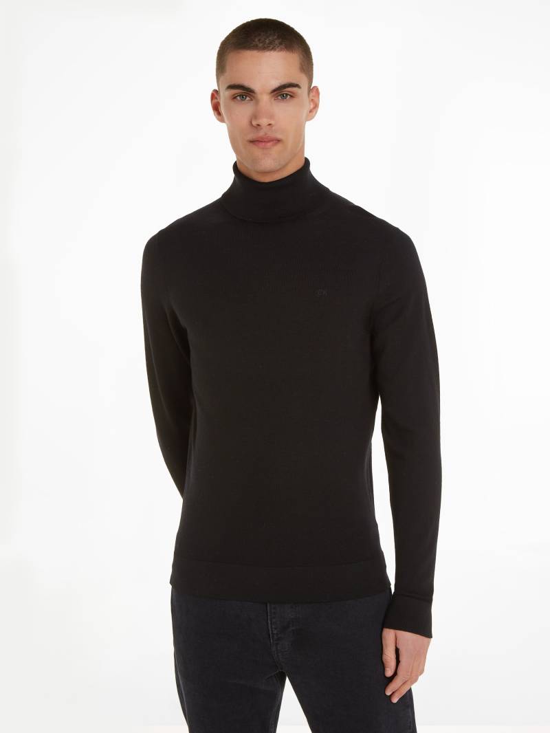 Calvin Klein Rollkragenpullover »SUPERIOR WOOL TURTLE NECK«, mit Logostickerei von Calvin Klein