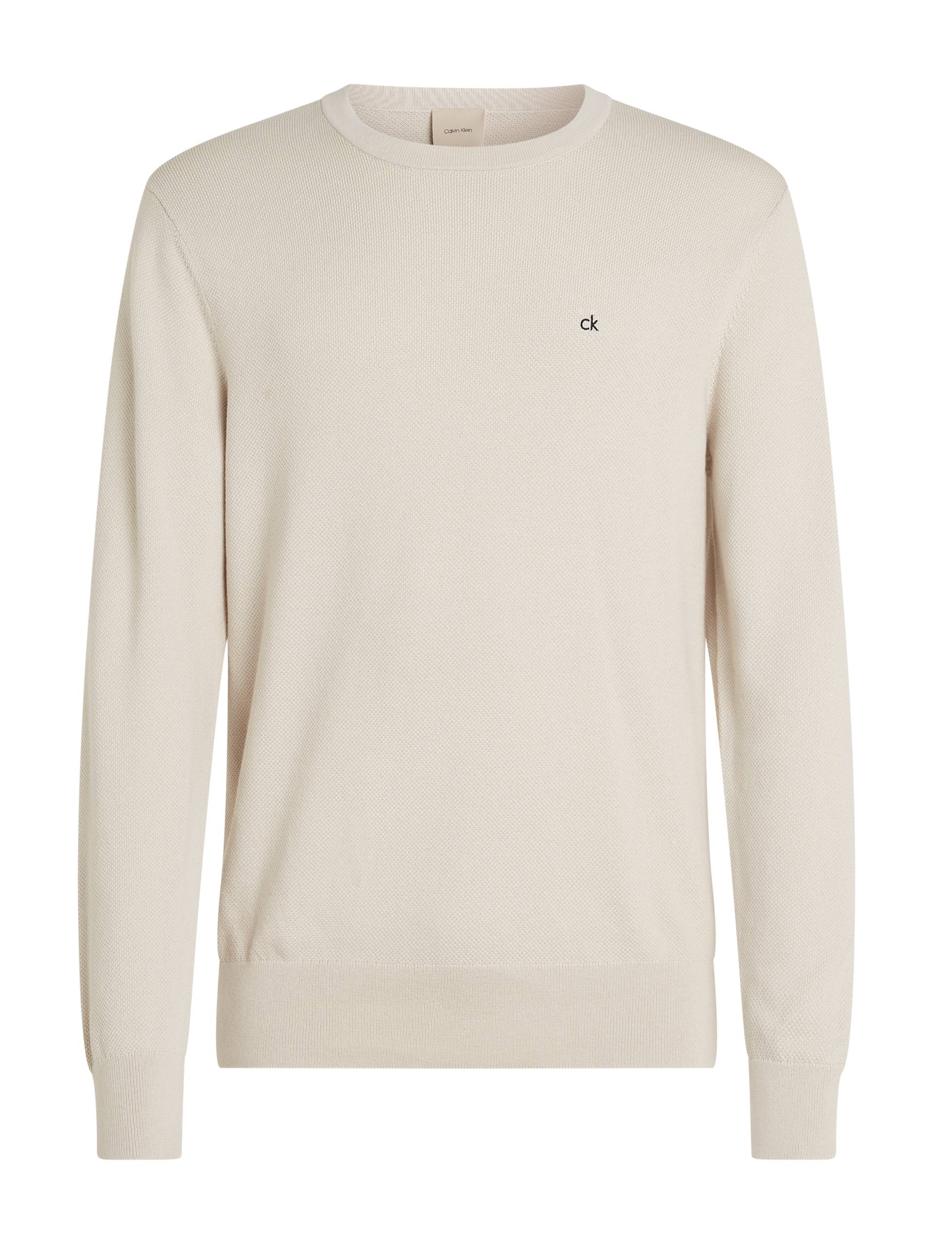 Calvin Klein Rundhalspullover »MICRO PIQUE STRUCTURE SWEATER«, mit Logostickerei von Calvin Klein