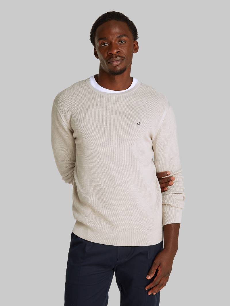 Calvin Klein Rundhalspullover »MICRO WAFFLE TEXTURE CN SWEATER«, mit Waffelstruktur von Calvin Klein