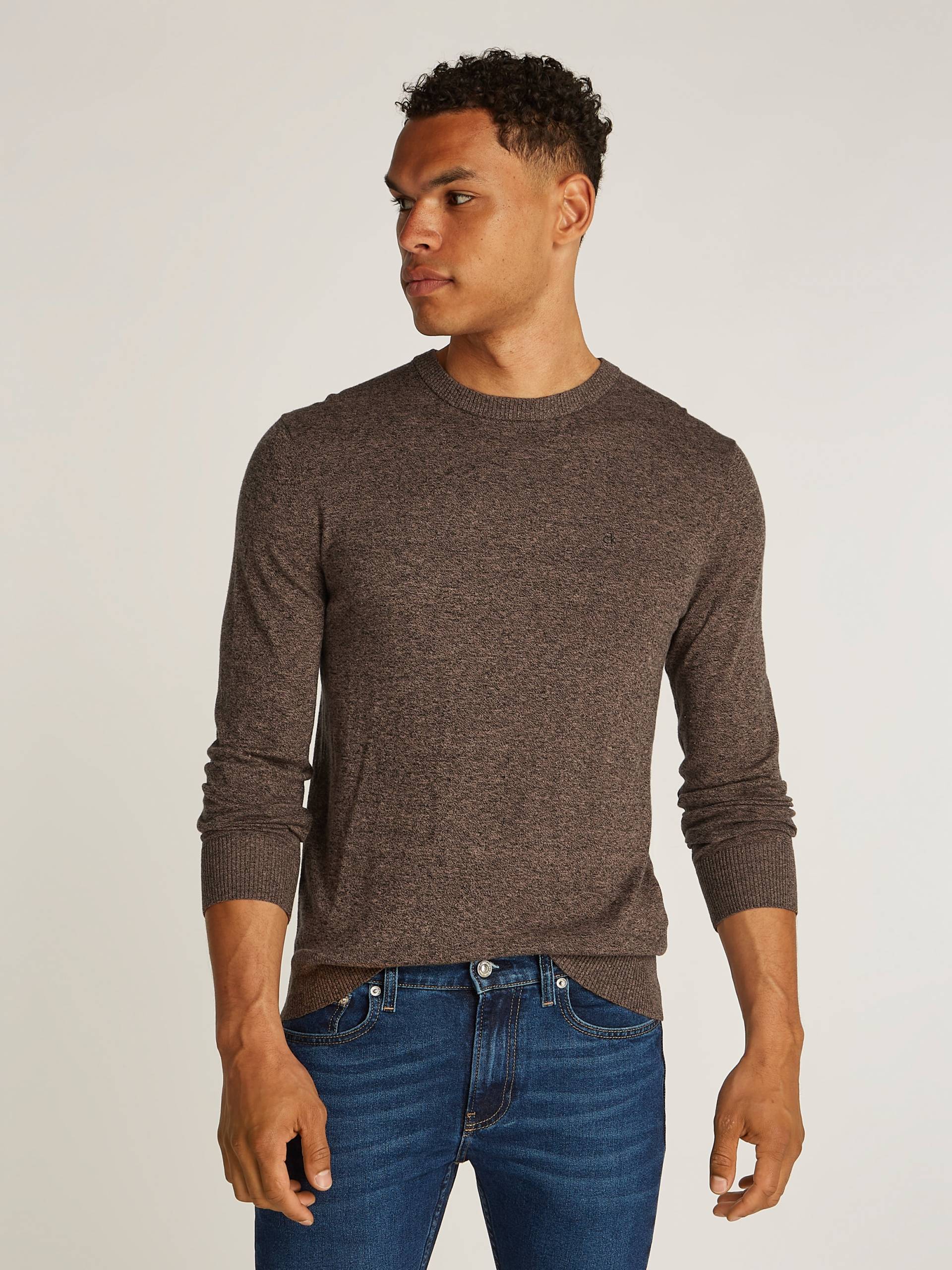 Calvin Klein Rundhalspullover »MOULINE CN SWEATER«, mit Logoprint Calvin Klein Rundhalspullover »MOULINE CN SWEATER«, mit Logoprint von Calvin Klein