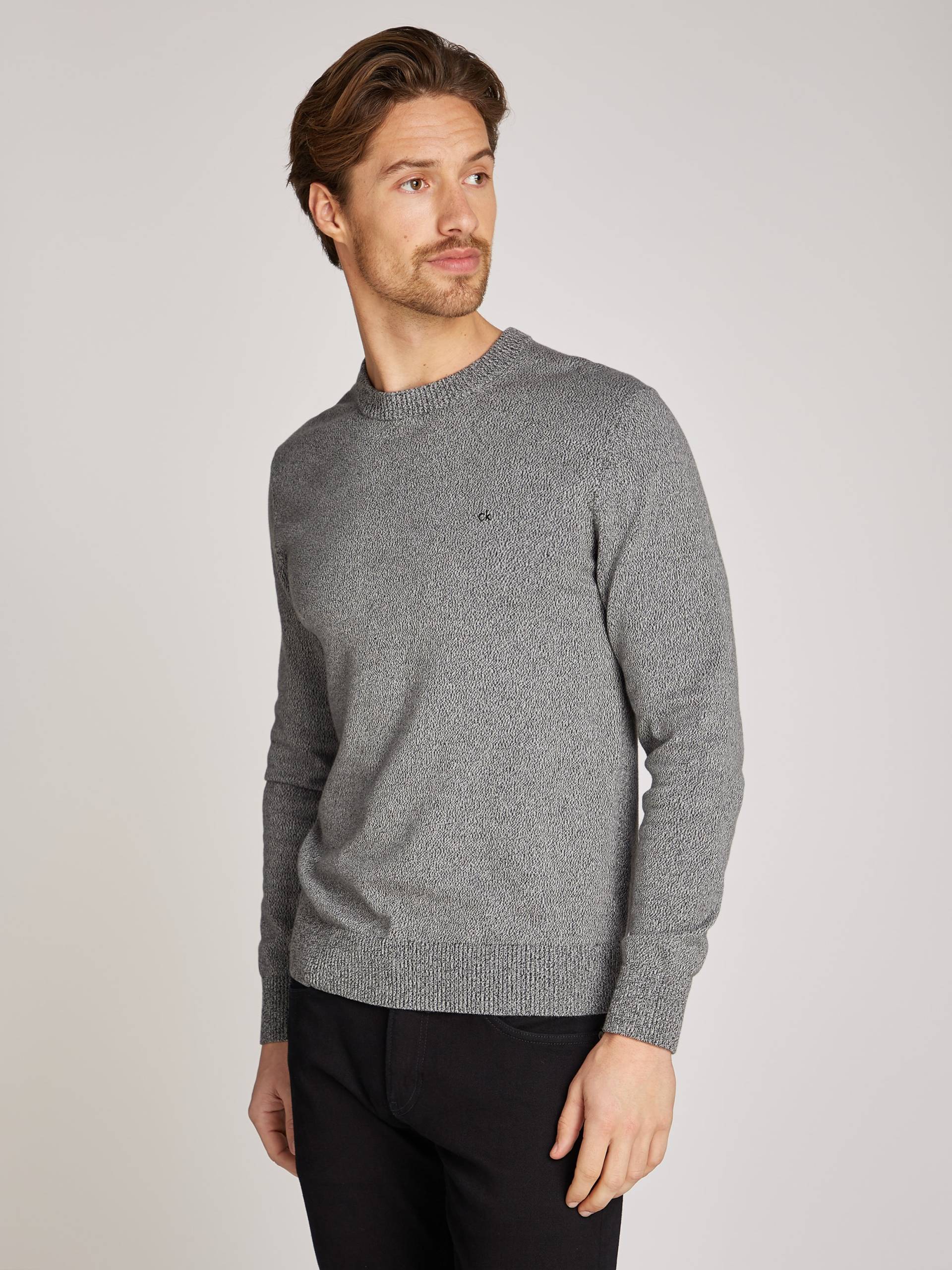 Calvin Klein Rundhalspullover »MOULINE CN SWEATER«, mit Logostickerei von Calvin Klein