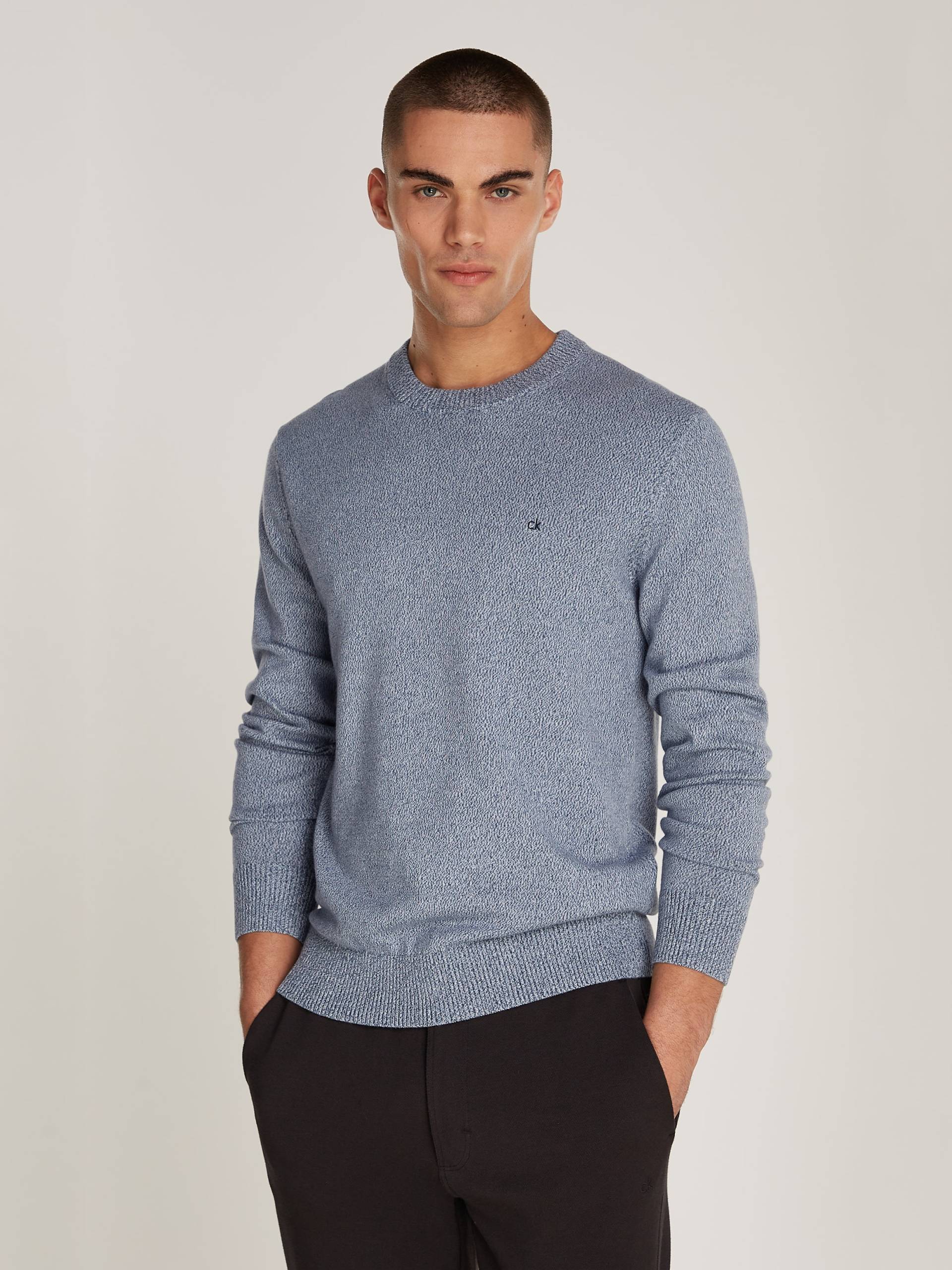 Calvin Klein Rundhalspullover »MOULINE CN SWEATER«, mit Logostickerei von Calvin Klein