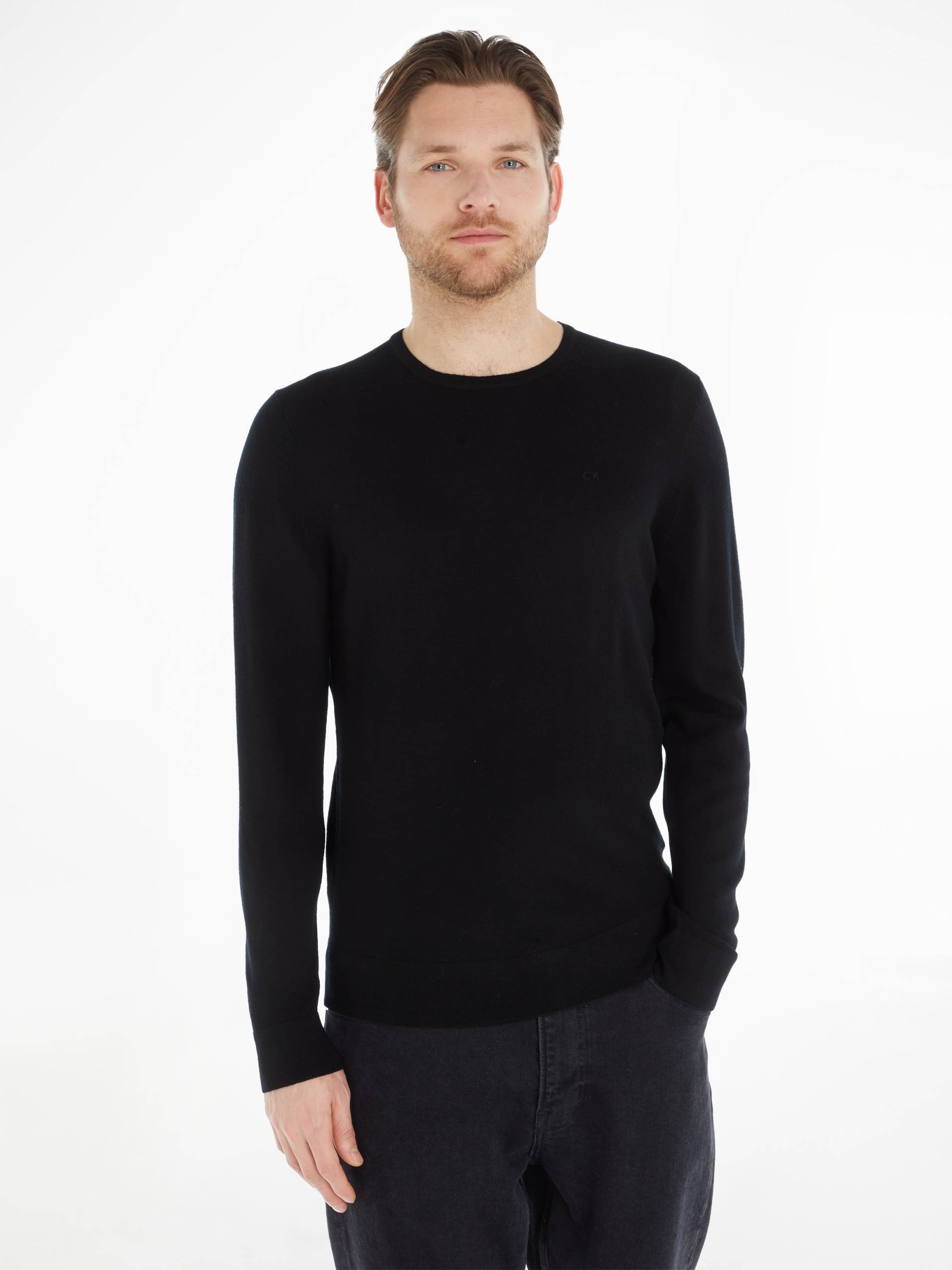 Calvin Klein Rundhalspullover »SUPERIOR WOOL CREW NECK SWEATER«, aus Feinstrick von Calvin Klein