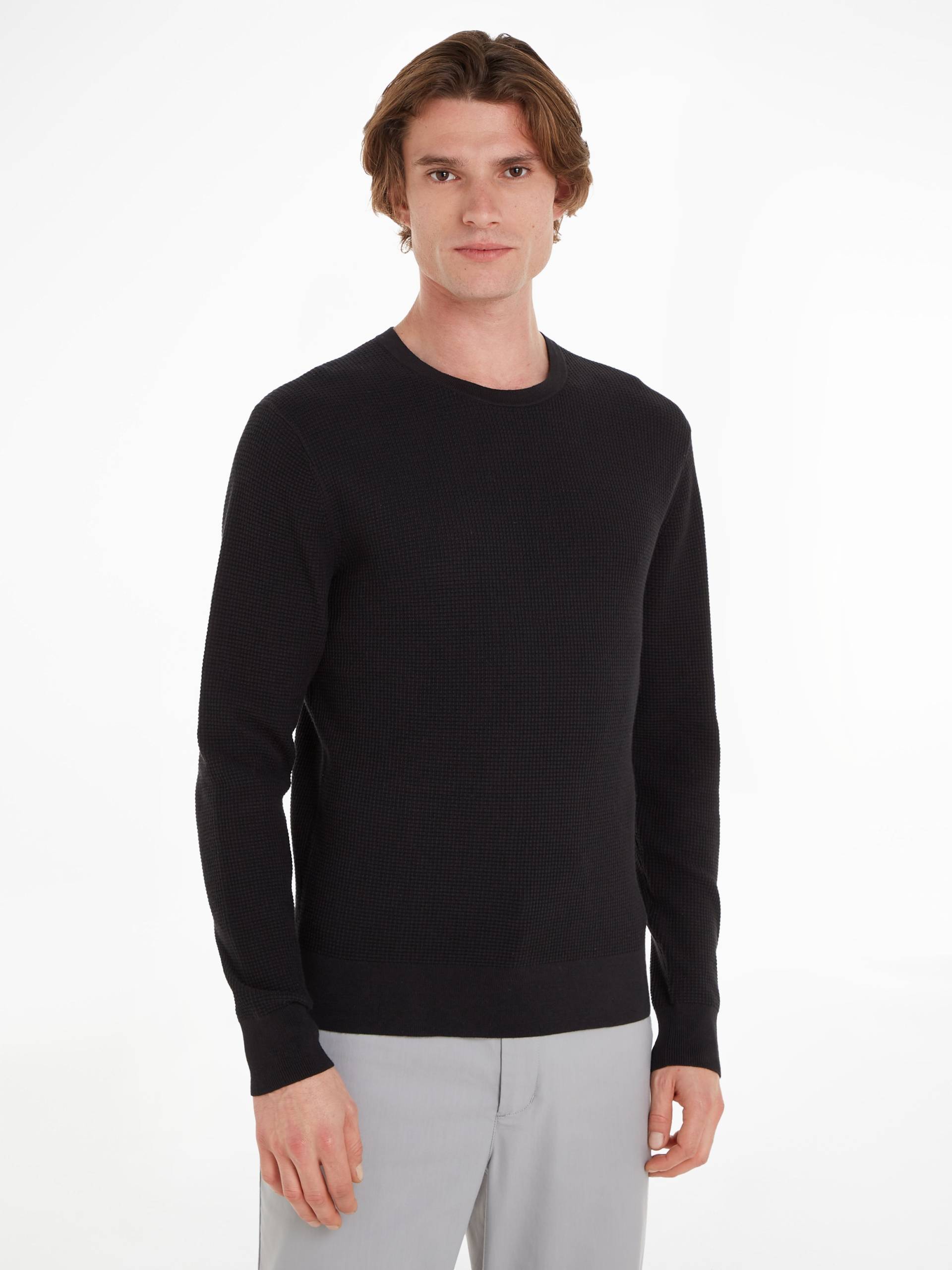 Calvin Klein Rundhalspullover »WAFFLE STRUCTURE SWEATER«, mit Markenlabel von Calvin Klein