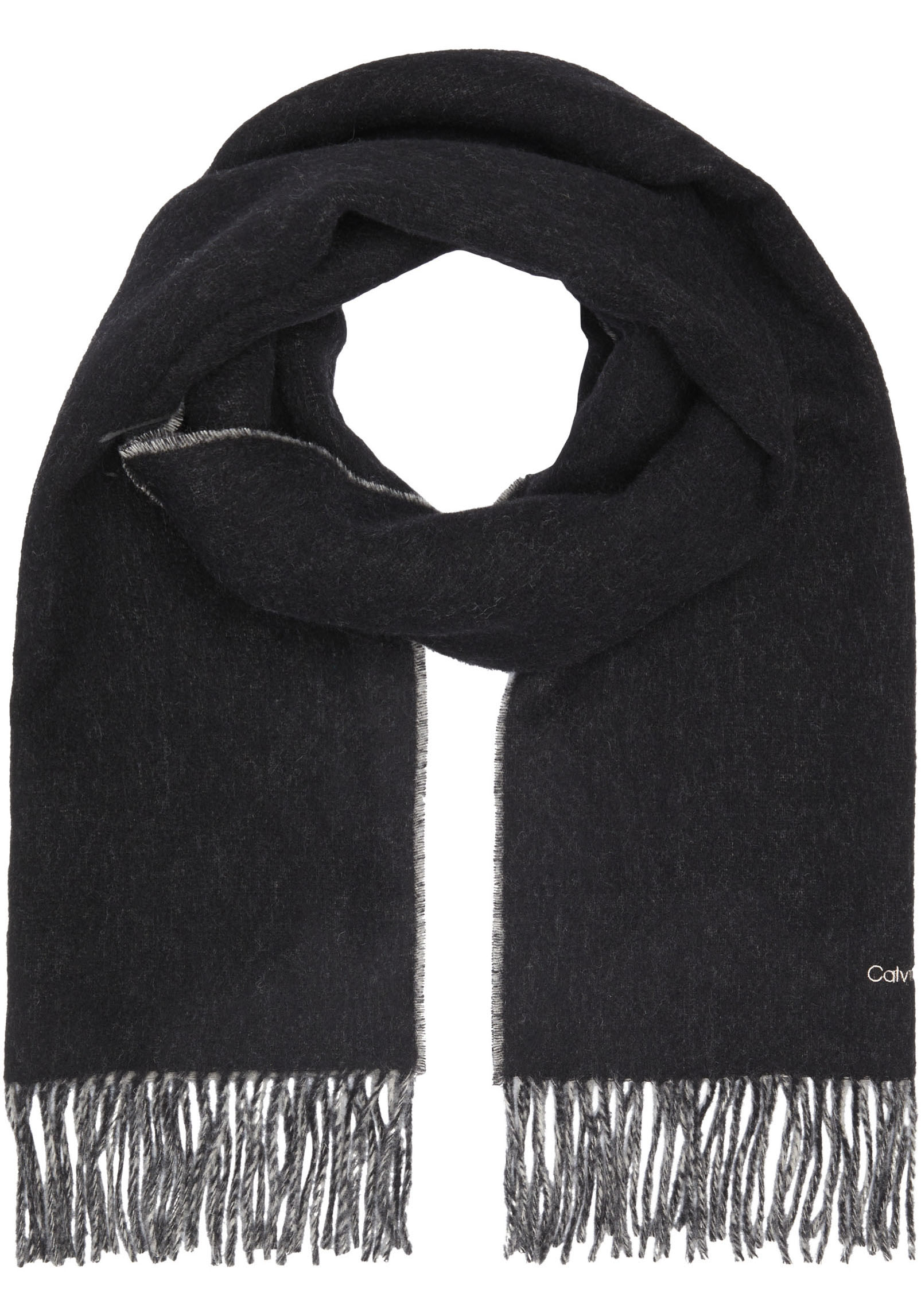 Calvin Klein Schal »FRINGES TWO TONES SCARF 40X200«, mit gesticktem Logoschriftzug von Calvin Klein