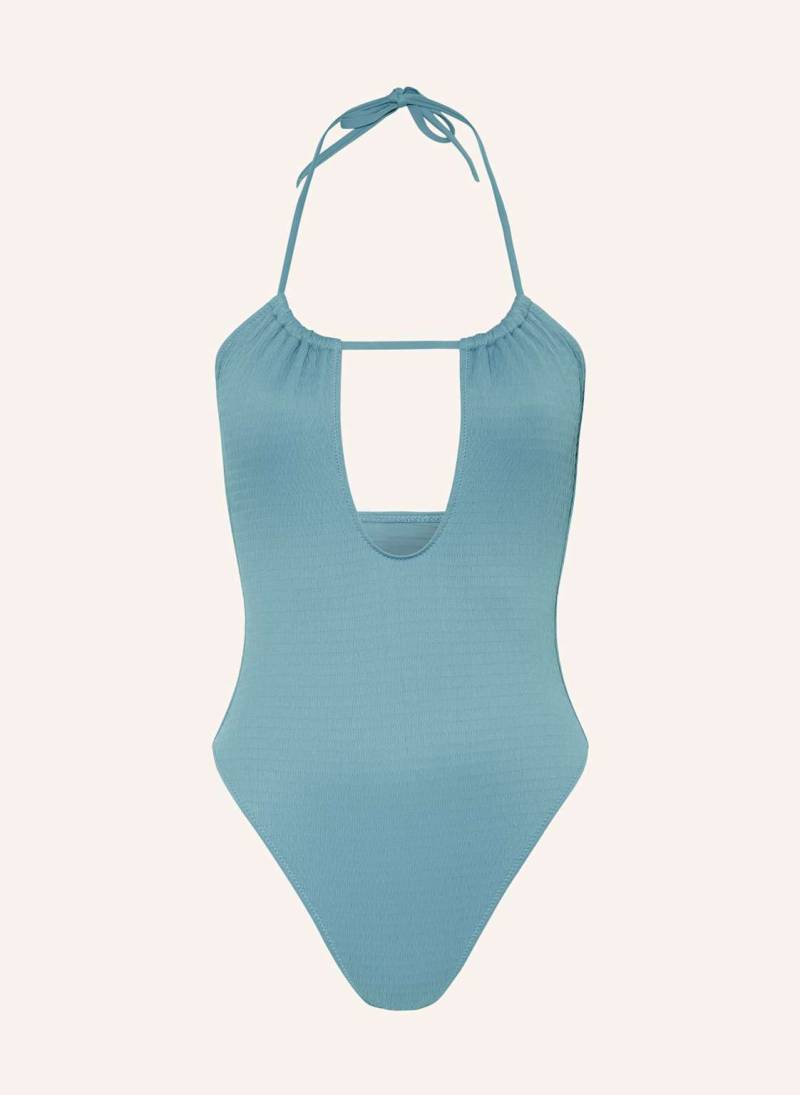 Calvin Klein Set: Neckholder-Badeanzug Und Harrgummi blau von Calvin Klein