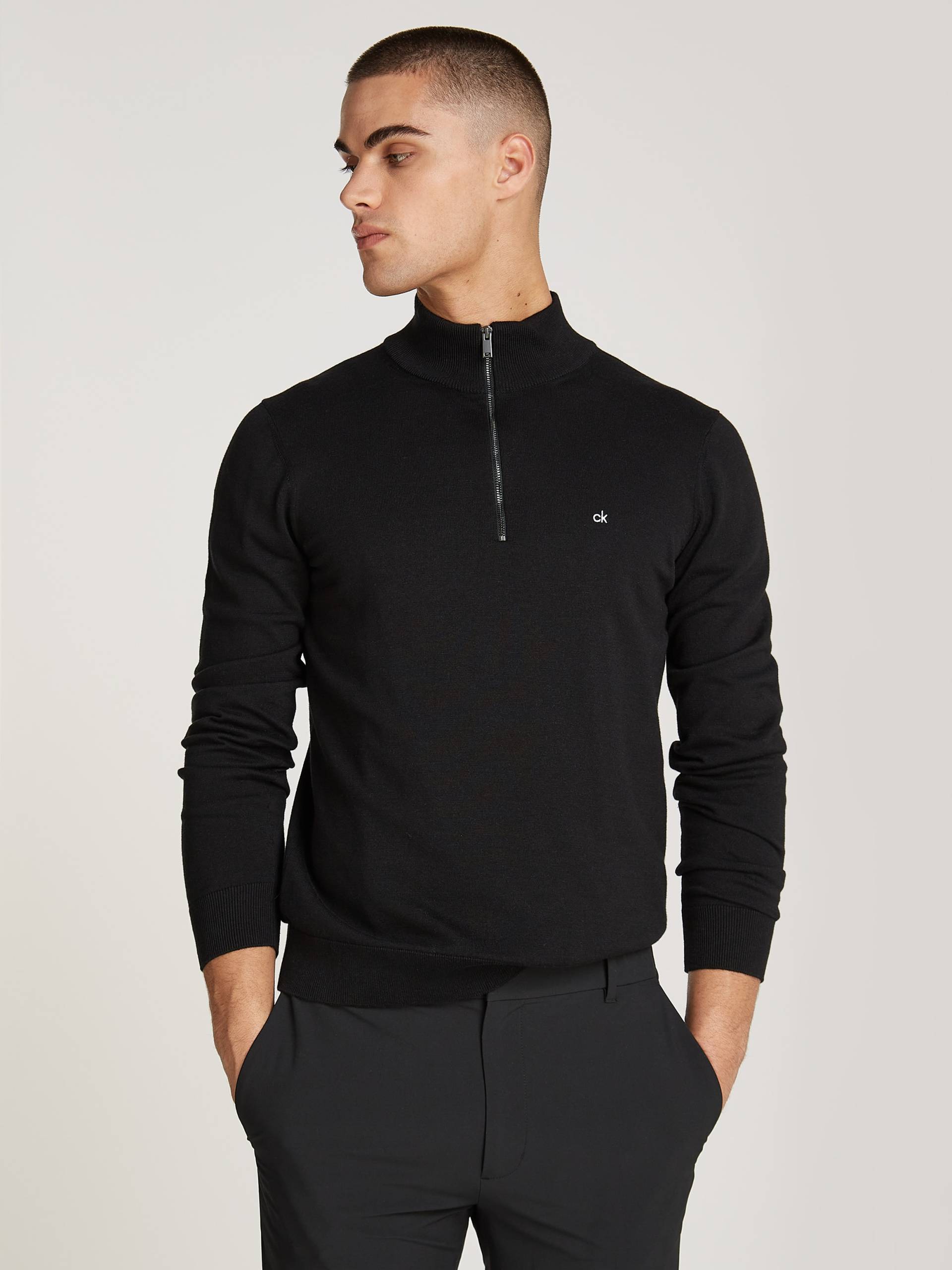 Calvin Klein Stehkragenpullover »COTTON SILK BLEND QUARTER ZIP«, mit Logostickerei von Calvin Klein