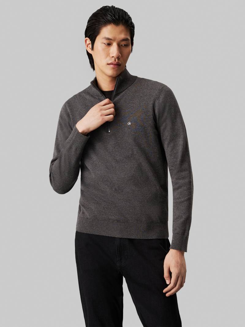 Calvin Klein Stehkragenpullover »COTTON SILK BLEND QUARTER ZIP«, mit Logostickerei von Calvin Klein