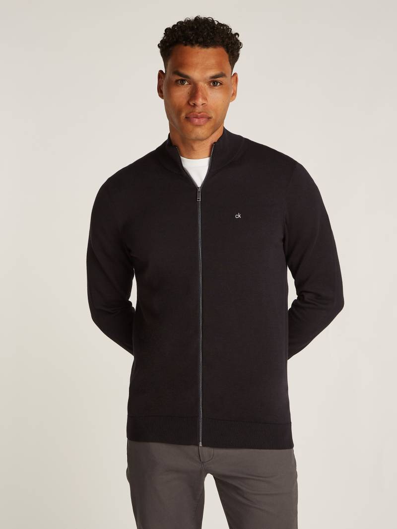 Calvin Klein Stehkragenpullover »COTTON SILK BLEND ZIP JACKET«, mit Logoprint von Calvin Klein