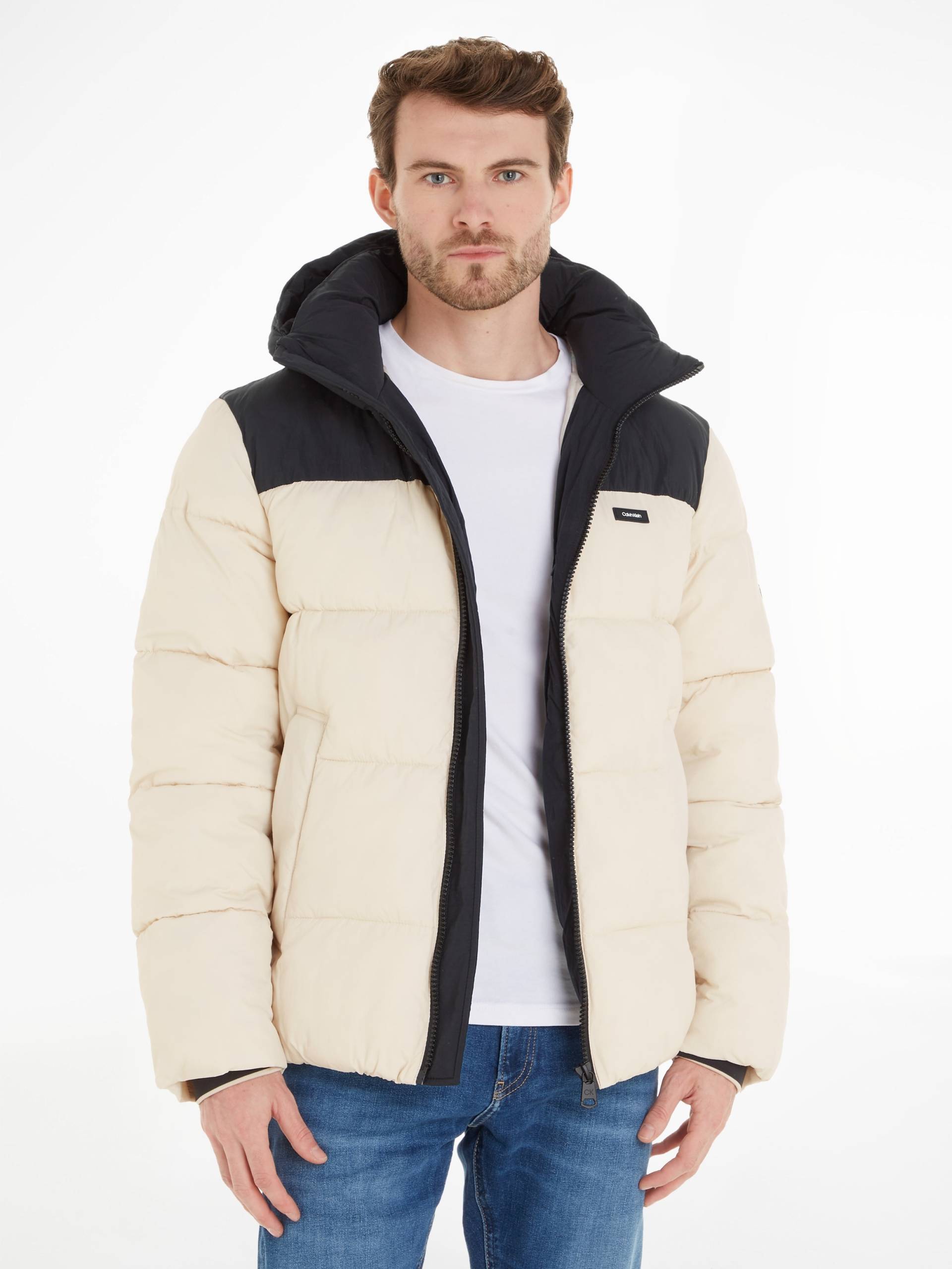 Calvin Klein Steppjacke »CRINKLE NYLON COLOR BLOCK PUFFER«, mit Kapuze, mit Markenlabel von Calvin Klein