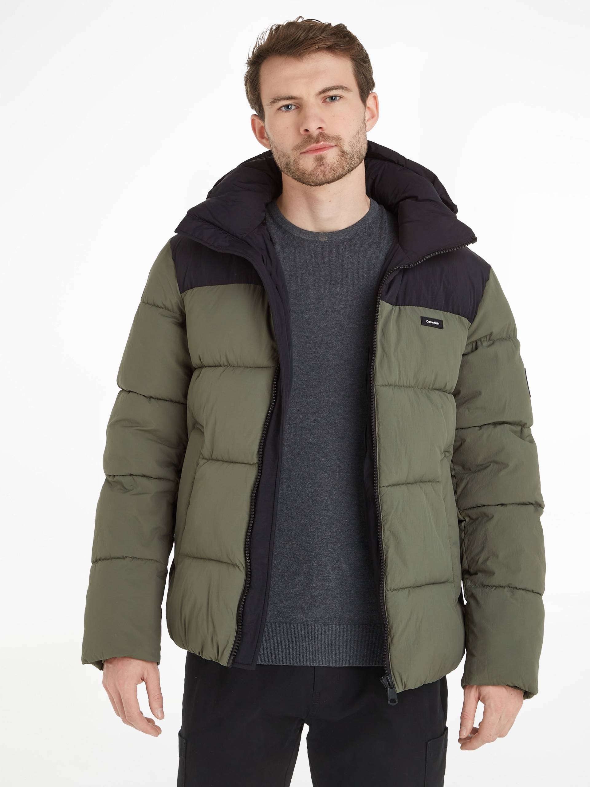 Calvin Klein Steppjacke »CRINKLE NYLON COLOR BLOCK PUFFER«, mit Kapuze, mit Markenlabel von Calvin Klein