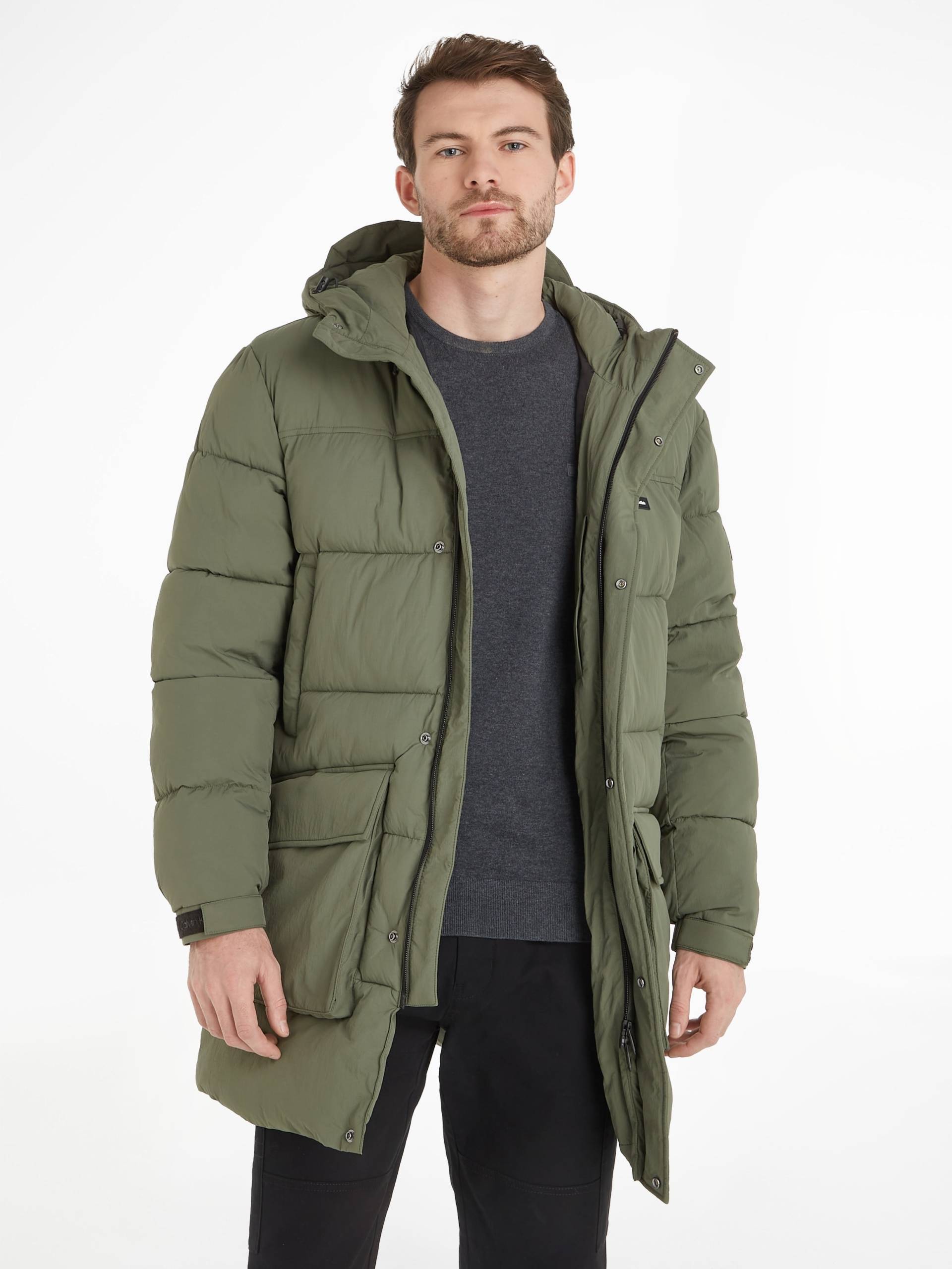 Calvin Klein Steppjacke »CRINKLE NYLON LONGLENGTH PUFFER«, mit Kapuze, mit Markenlabel von Calvin Klein