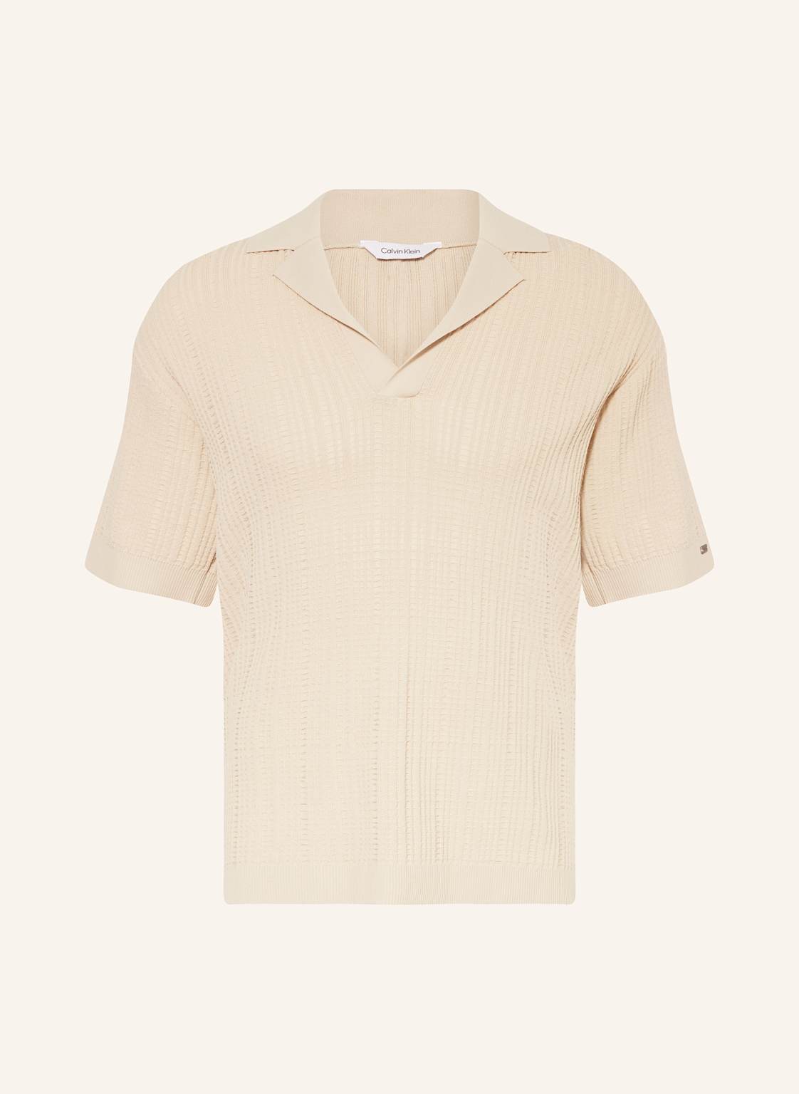 Calvin Klein Strick-Poloshirt beige von Calvin Klein