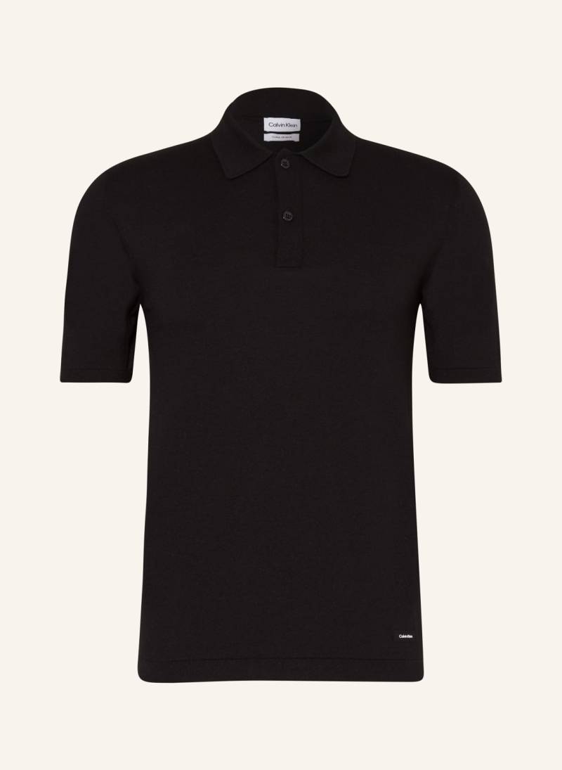 Calvin Klein Strick-Poloshirt schwarz von Calvin Klein