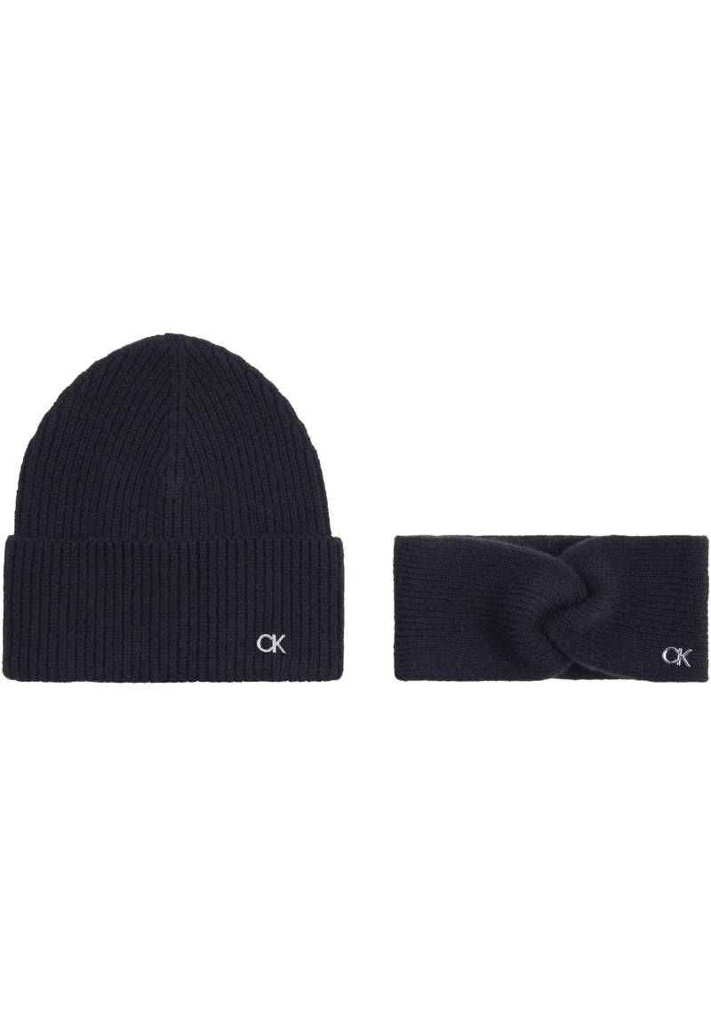 Calvin Klein Strickmütze »CK METAL BEANIE & HEADBAND«, mit Logozeichen von Calvin Klein