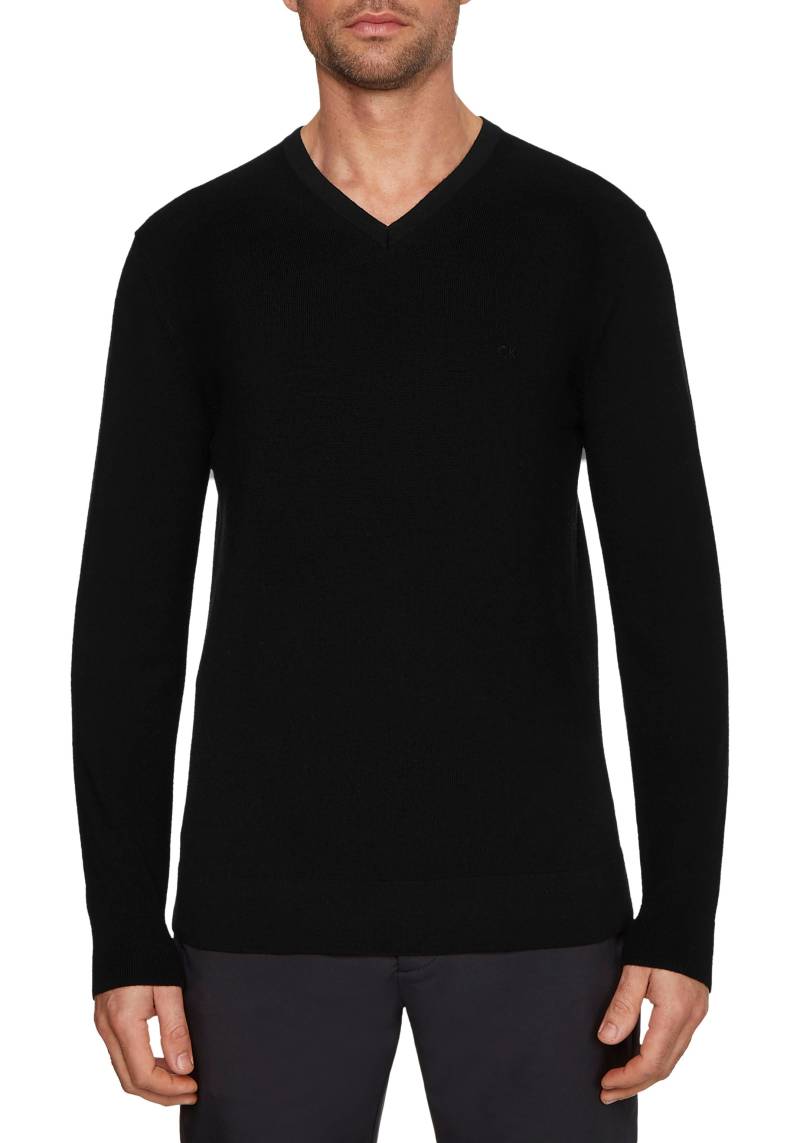 Calvin Klein Strickpullover »MERINO VNECK SWEATER«, mit Markenlabel von Calvin Klein