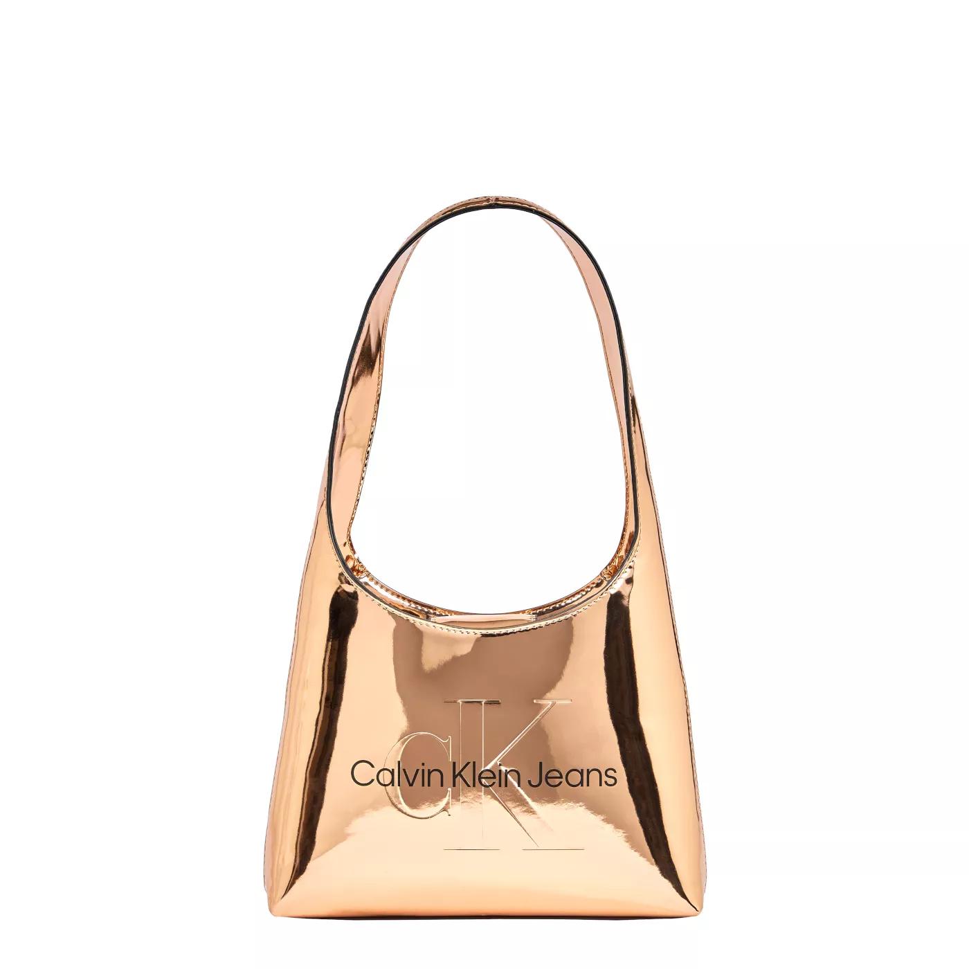 Calvin Klein Umhängetasche - Calvin Klein Sculpted Goldfarbene Handtasche K60K6 - für Damen von Calvin Klein