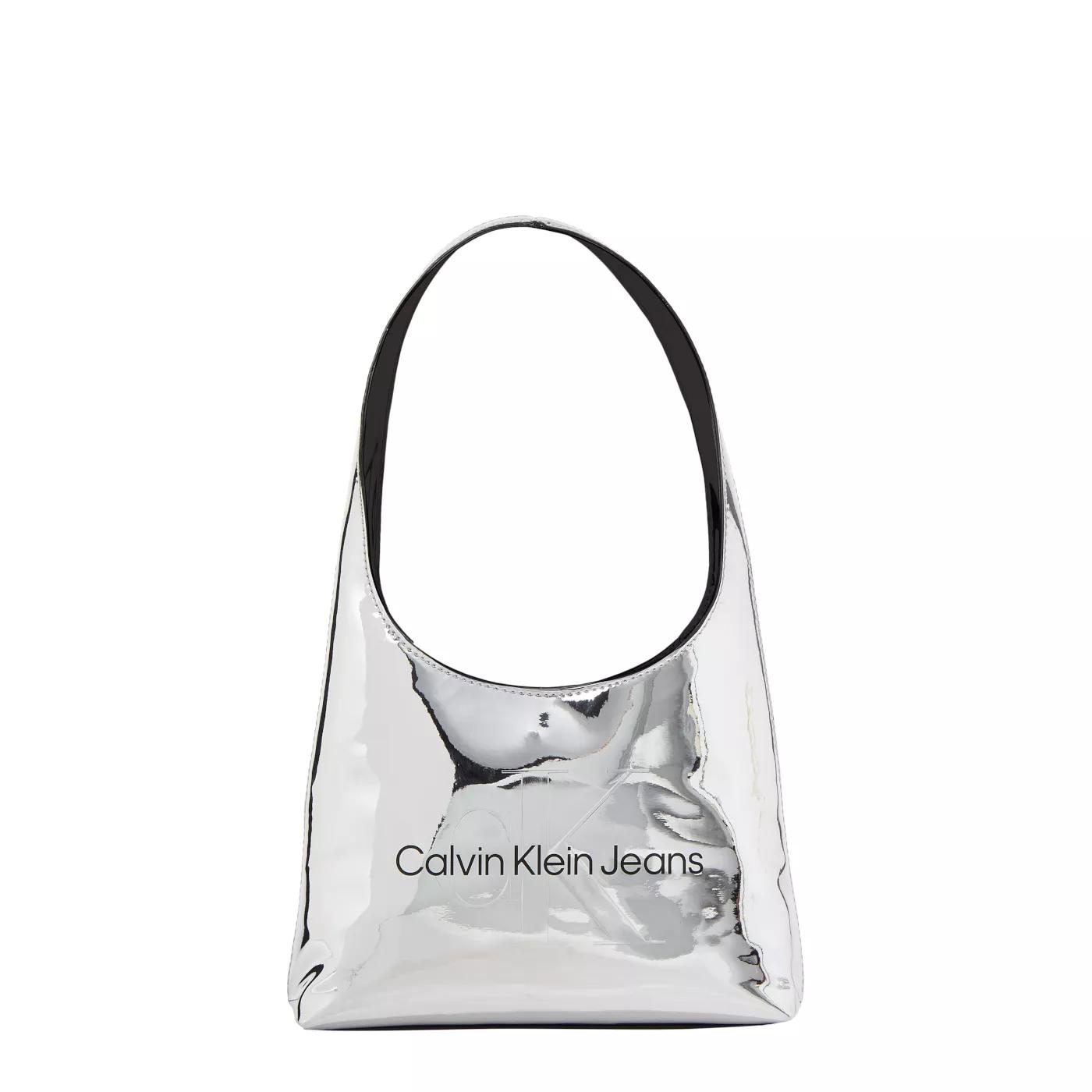 Calvin Klein Umhängetasche - Calvin Klein Sculpted Silberfarbene Handtasche K60 - für Damen von Calvin Klein