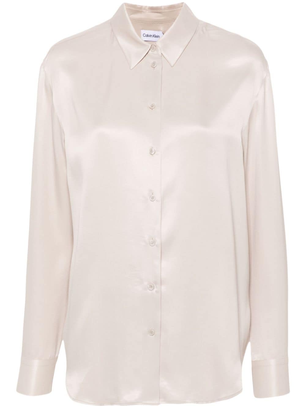 Calvin Klein button-up satin shirt - Neutrals von Calvin Klein