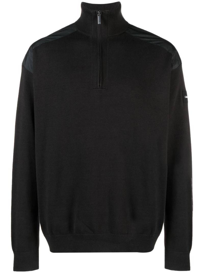 Calvin Klein cotton-blend quarter-zip jumper - Black von Calvin Klein