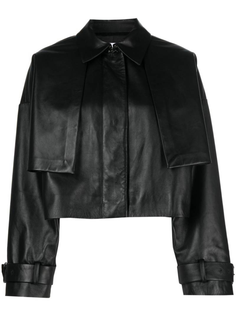 Calvin Klein cropped leather jacket - Black von Calvin Klein