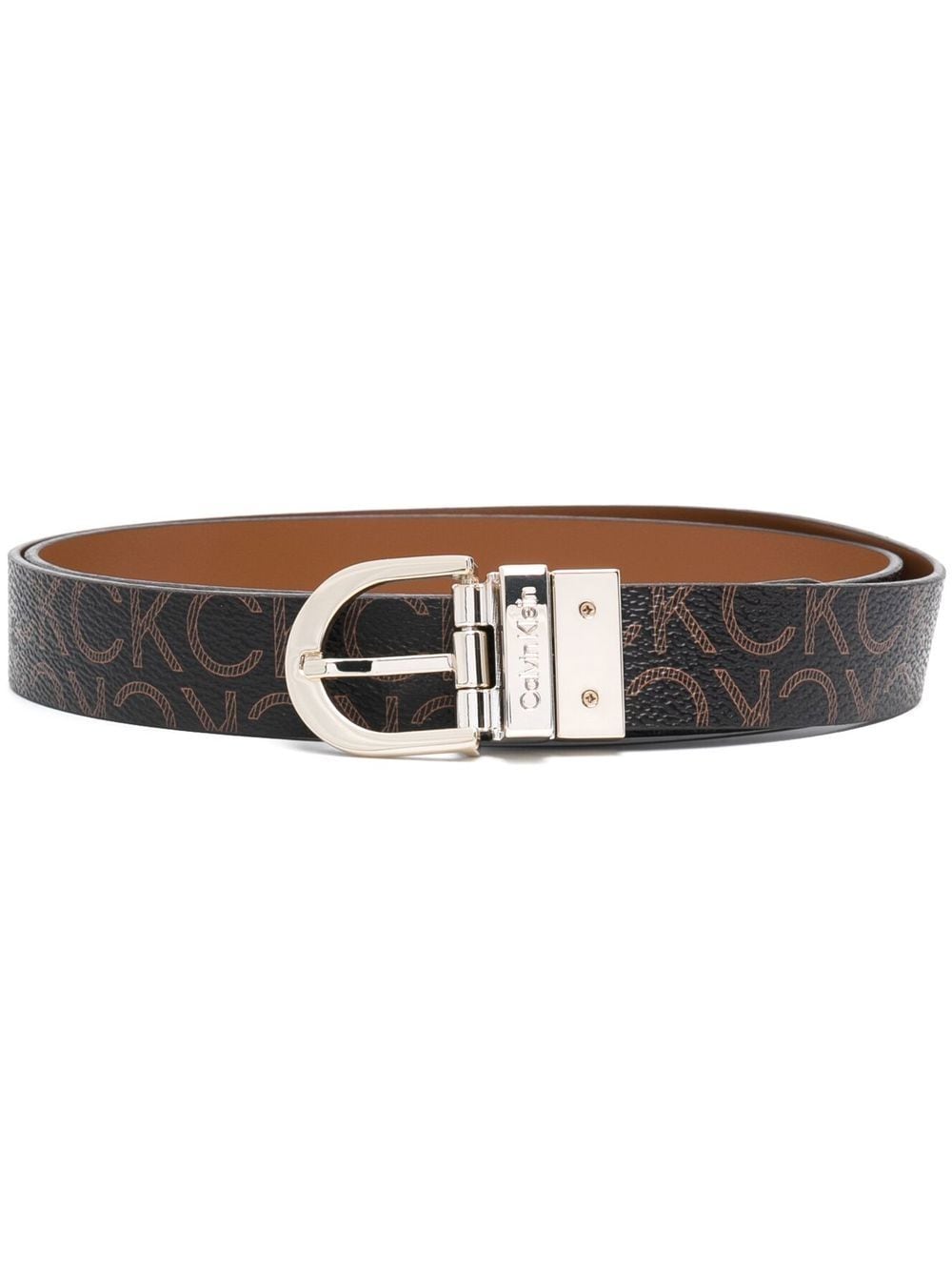 Calvin Klein engraved-logo buckle belt - Brown von Calvin Klein